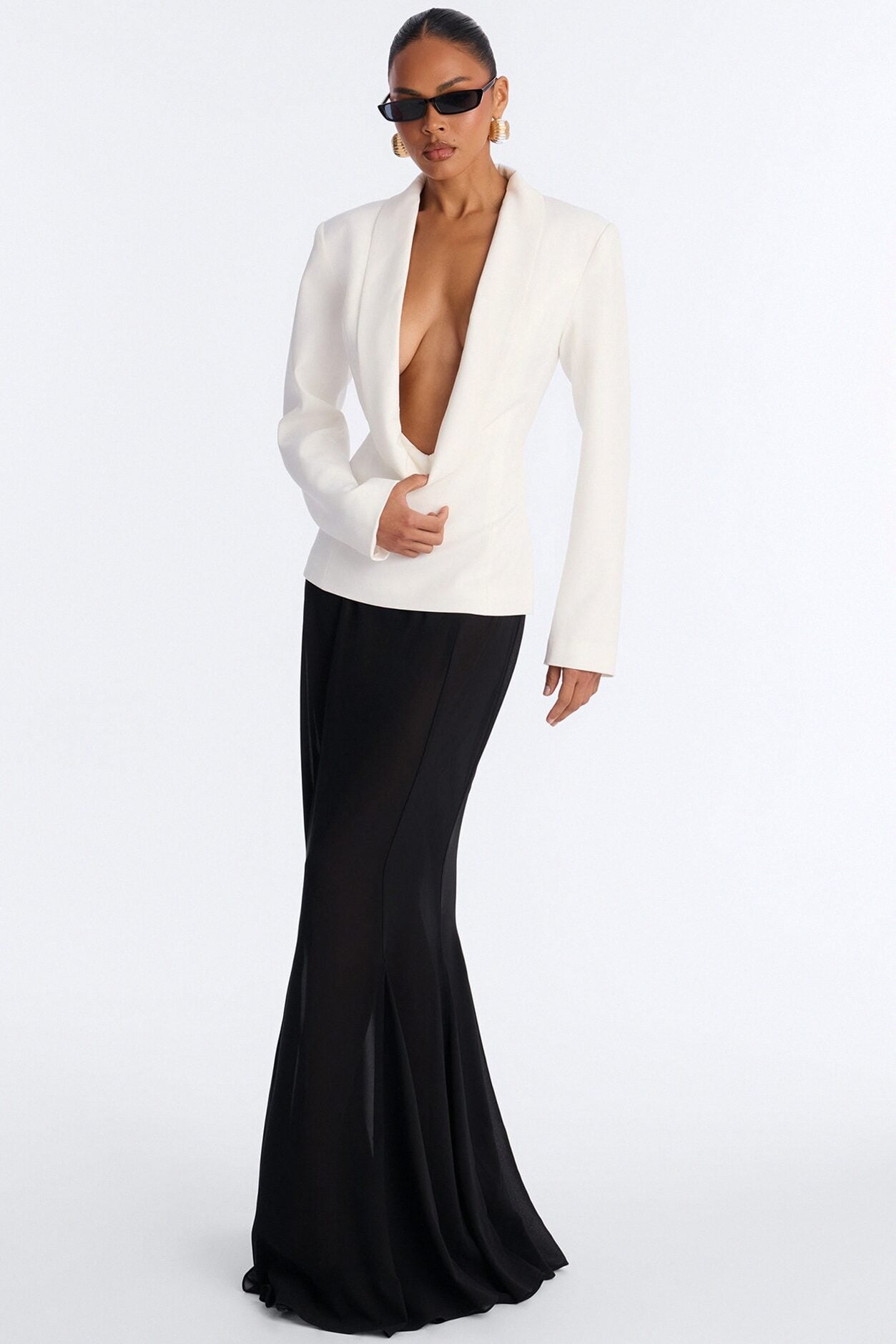 She Means Business Shoulder Pads Twill Top - White image 2