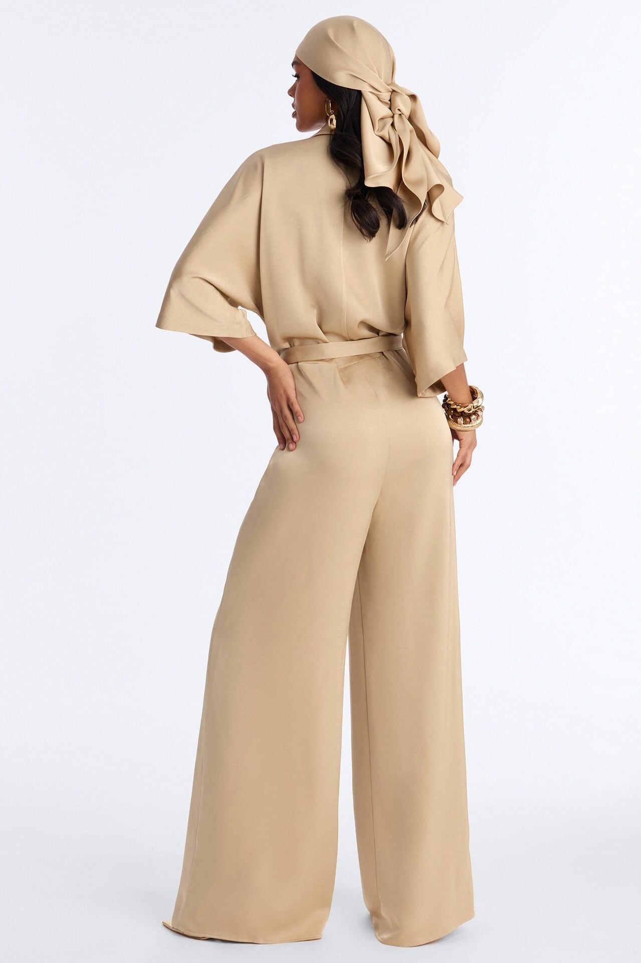 Angelina Satin 2 Piece Jumpsuit Set - Champagne image 3