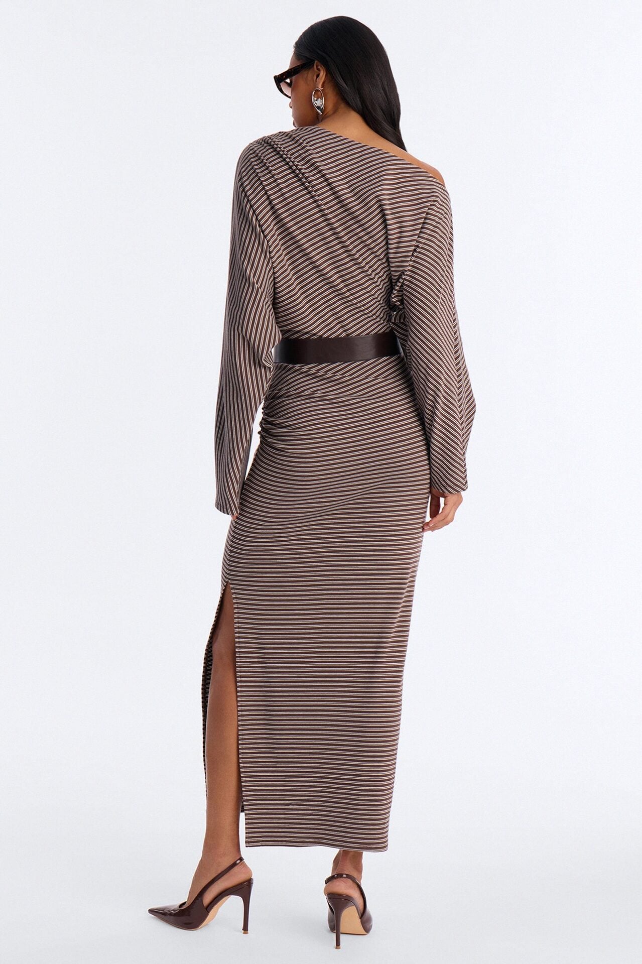 Keep It Casual Long Sleeve Belted Maxi Dress - Brown/combo image 6