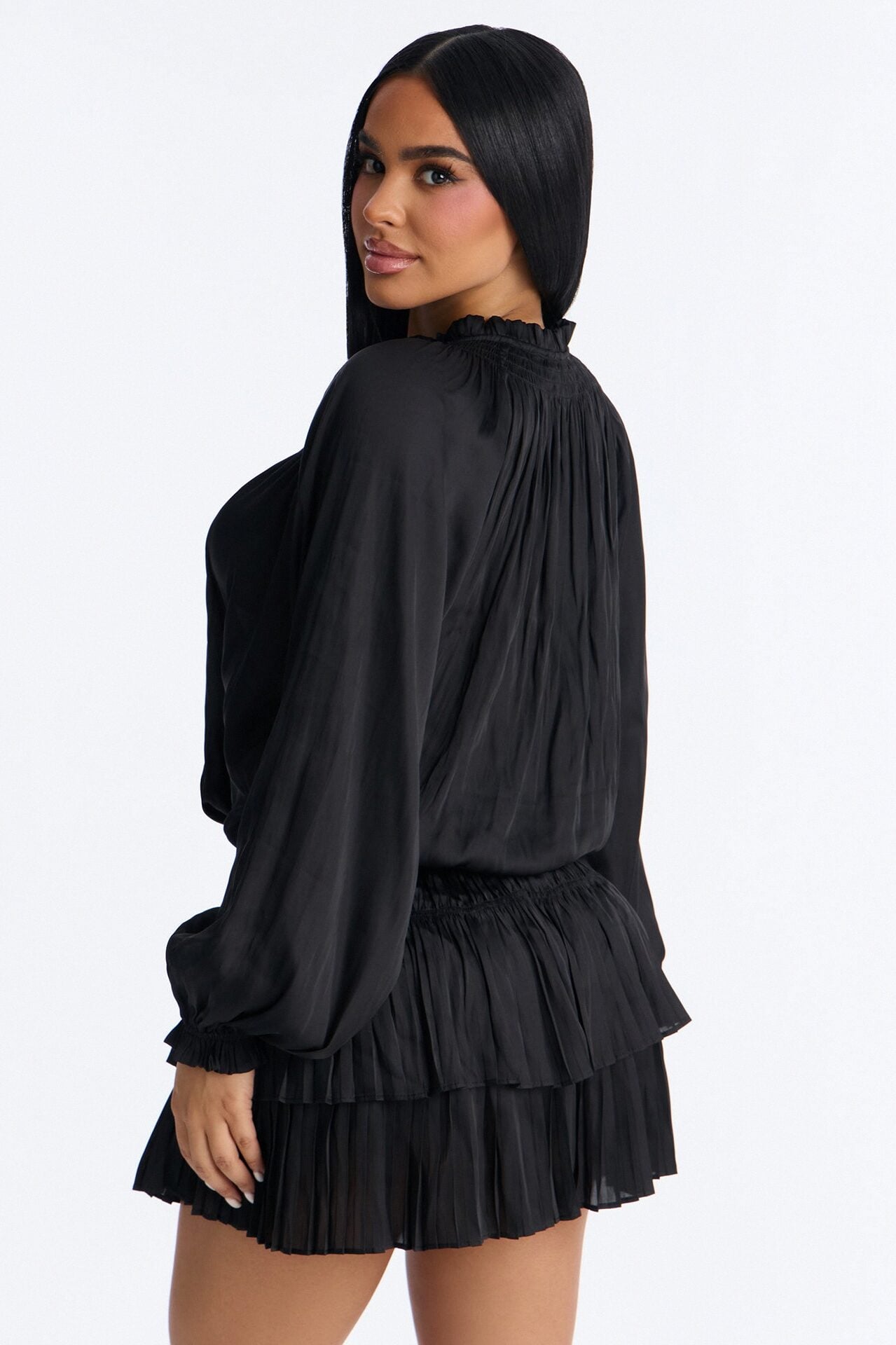 Keep It Cordial Satin Mini Dress - Black image 3