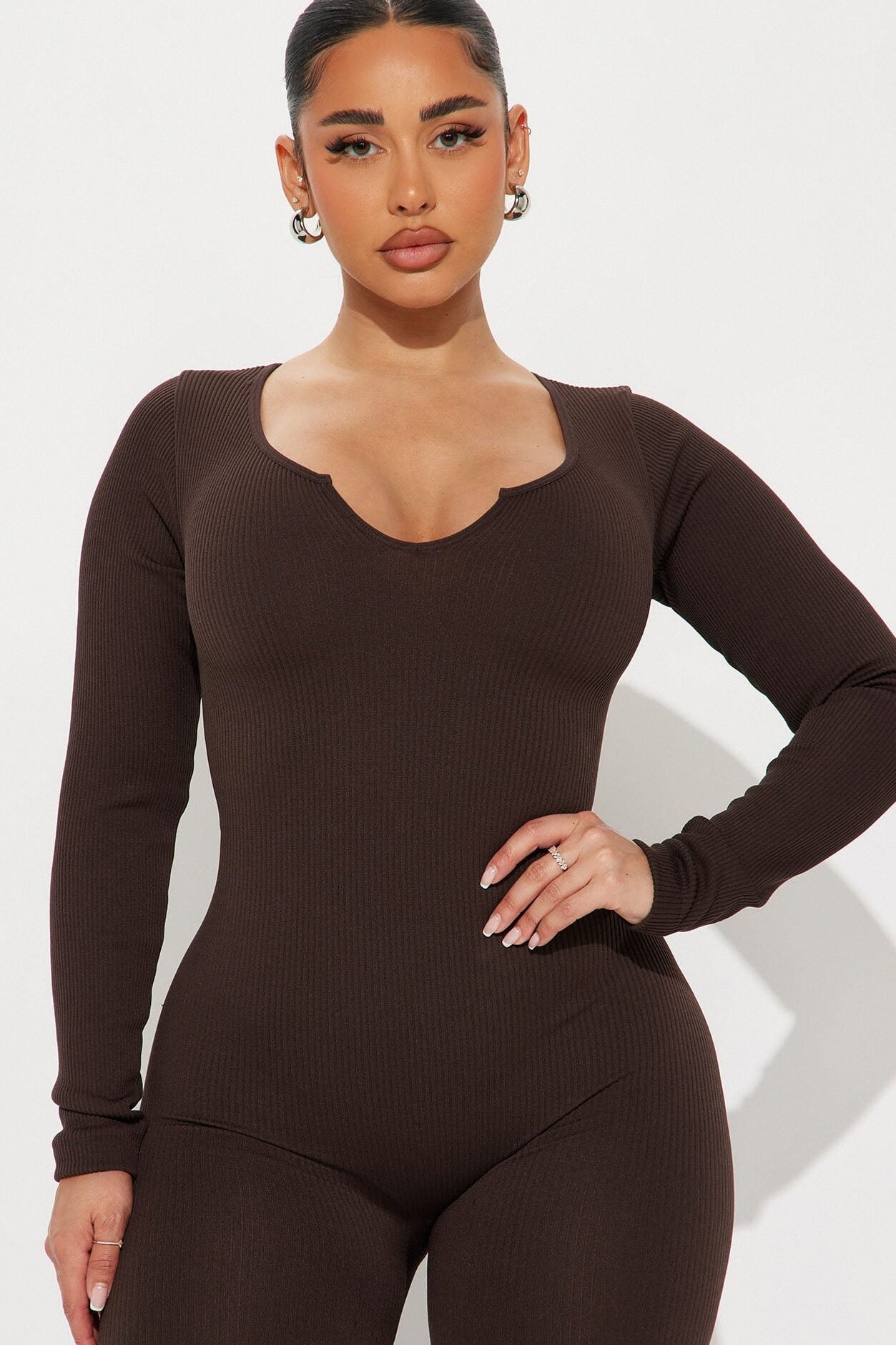 Giada Seamless Jumpsuit - Chocolate image 2