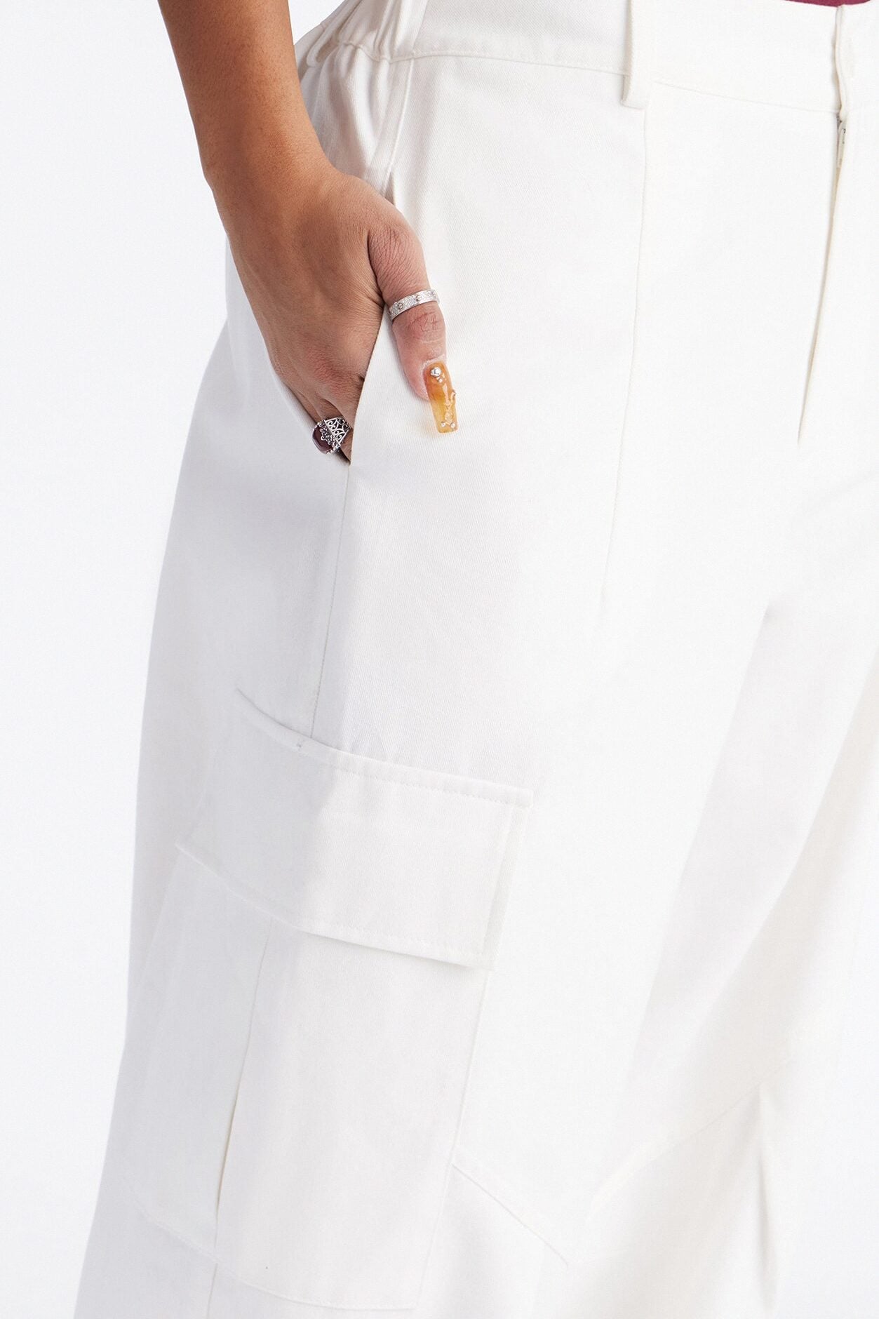 Aerin Mid Rise Cargo Jogger Pant 30″ - Ivory image 3