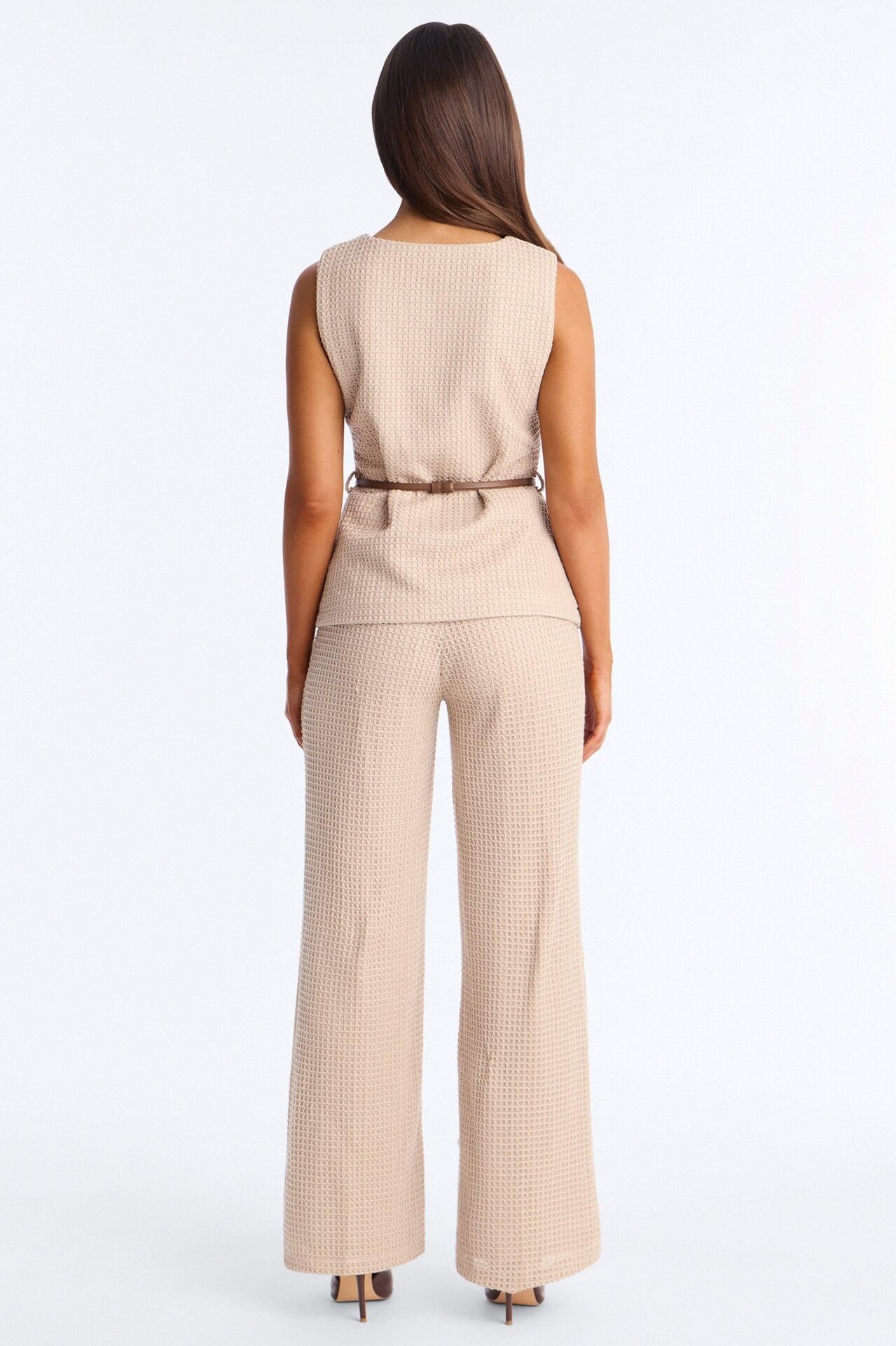 Ellie Belted Vest Pant Set - Taupe image 4