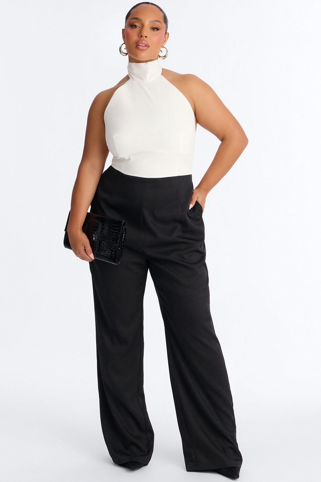 Shana Tie Neck Wide Leg Jumpsuit - Black image 4