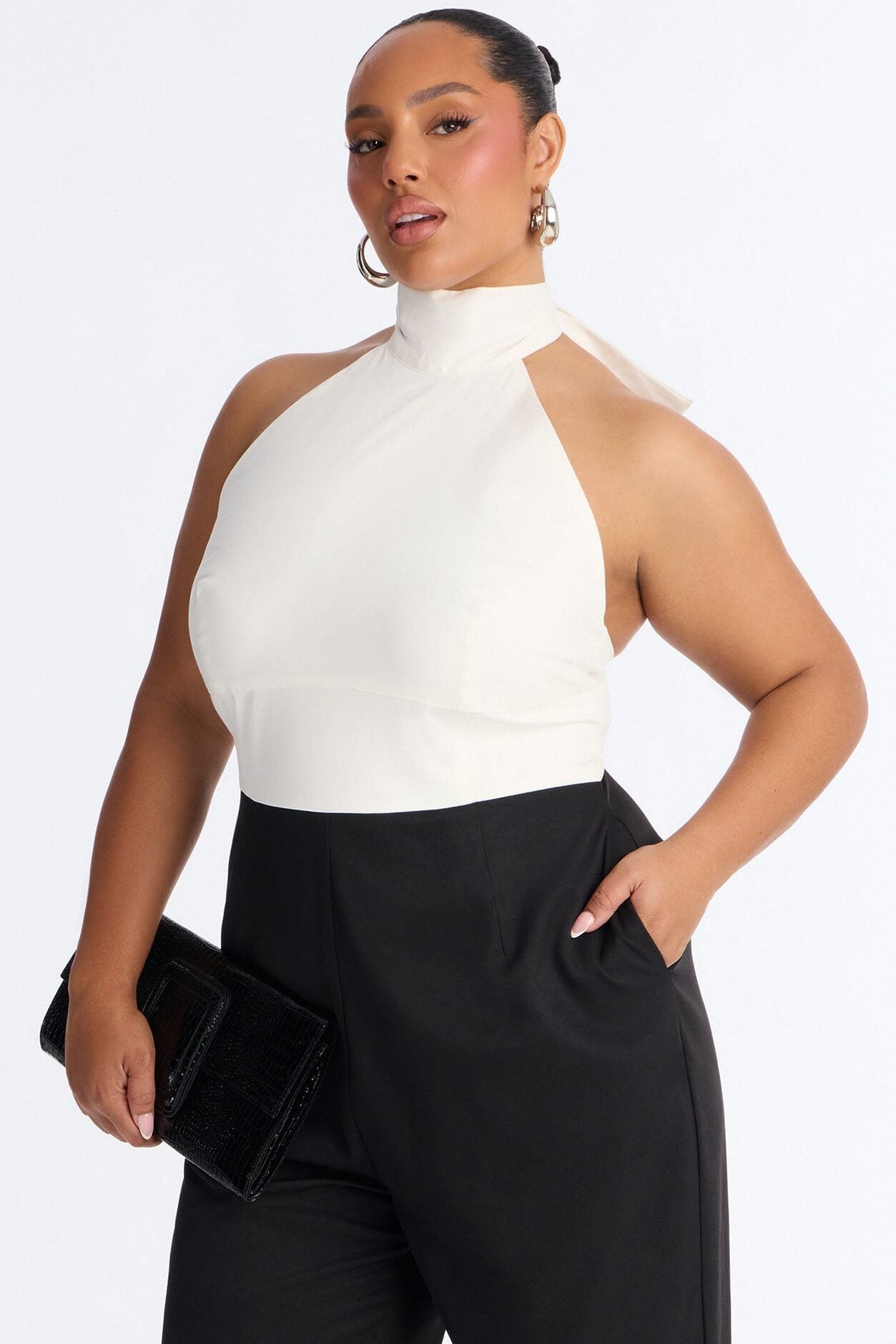 Shana Tie Neck Wide Leg Jumpsuit - Black image 5