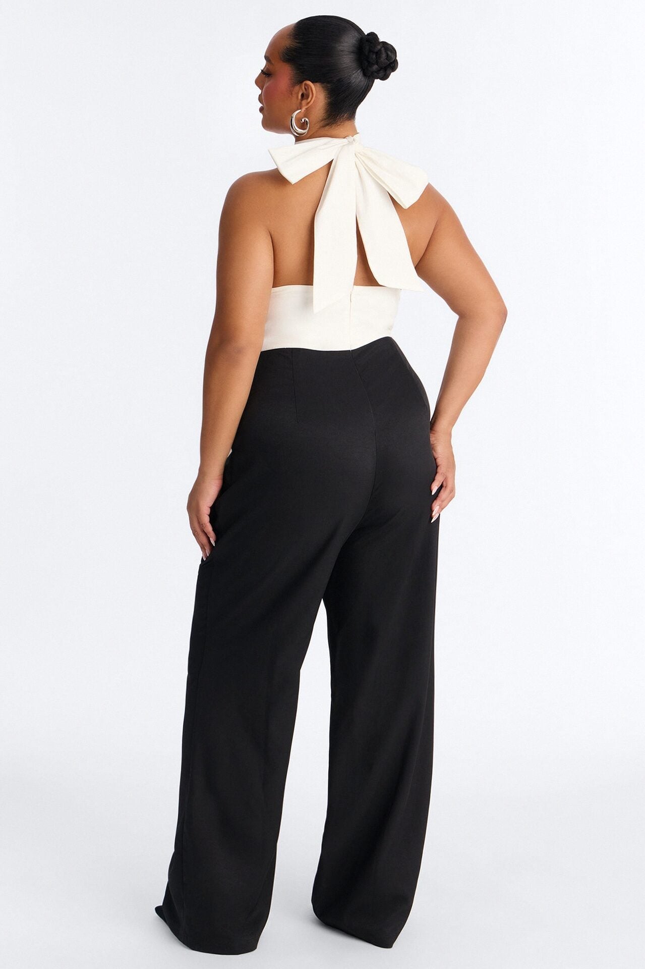 Shana Tie Neck Wide Leg Jumpsuit - Black image 7