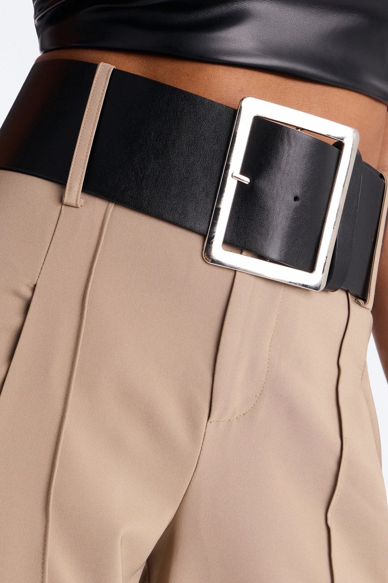Ramona Pocket Detail Belted Wide Leg Pant 33″ - Khaki image 3
