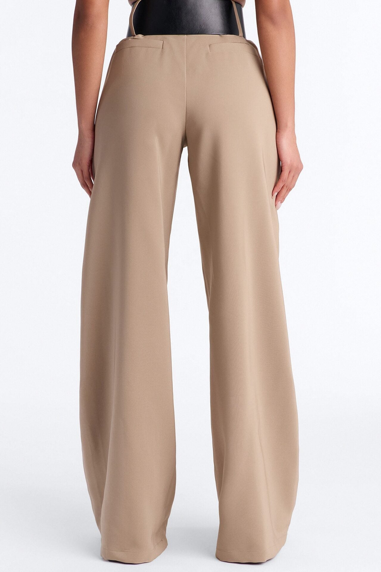 Ramona Pocket Detail Belted Wide Leg Pant 33″ - Khaki image 4