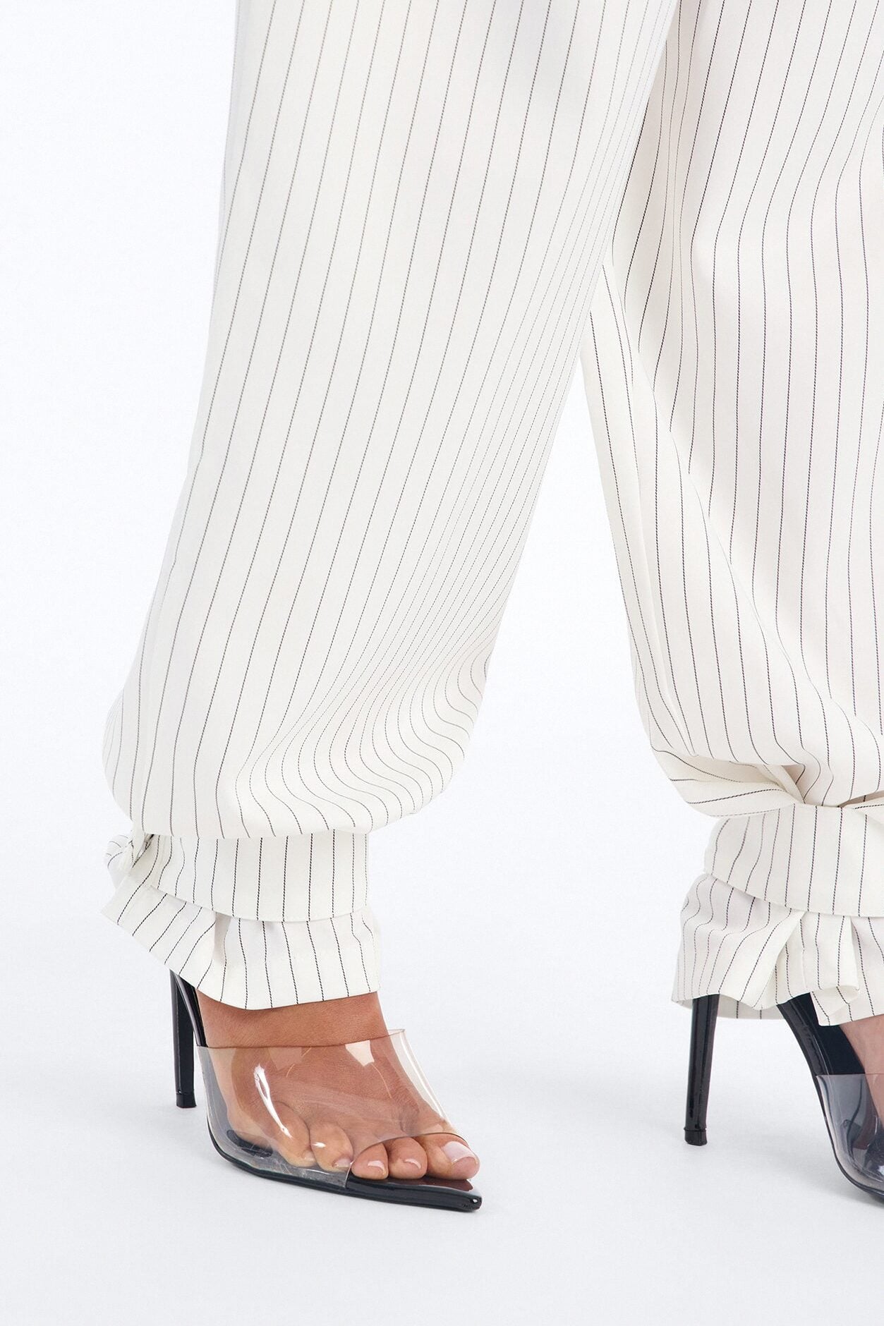 Never Settle Pinstripe Adjustable Cuff Trouser Pants 33″ - Ivory image 3