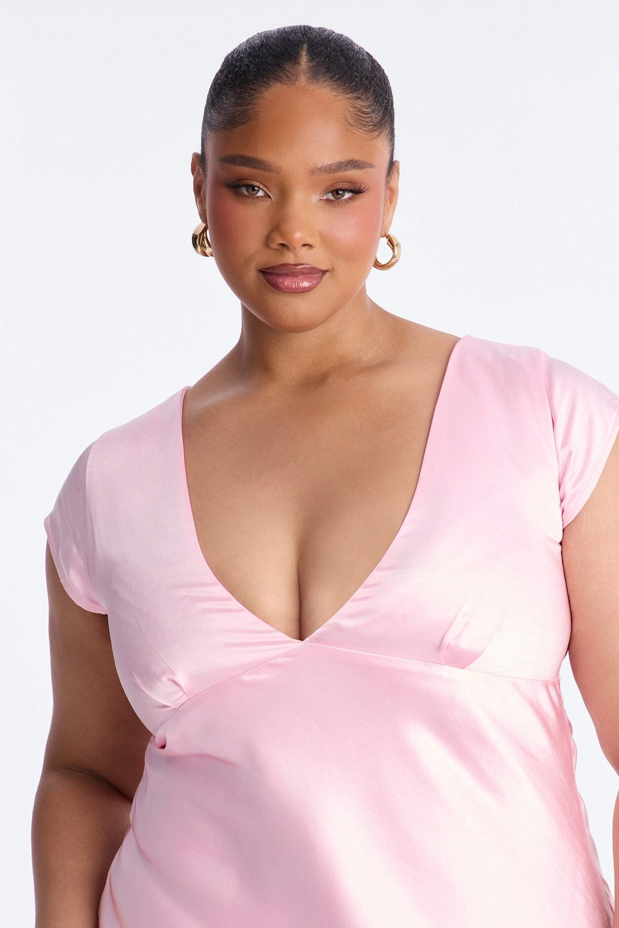 Annabel Short Sleeve Satin Mini Dress - Pink image 6