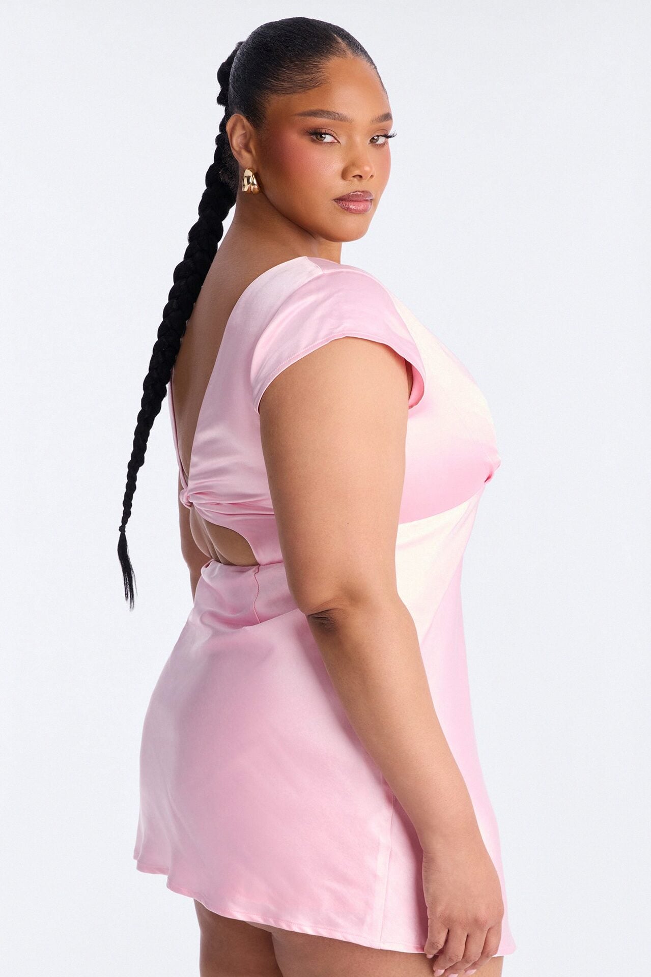 Annabel Short Sleeve Satin Mini Dress - Pink image 7