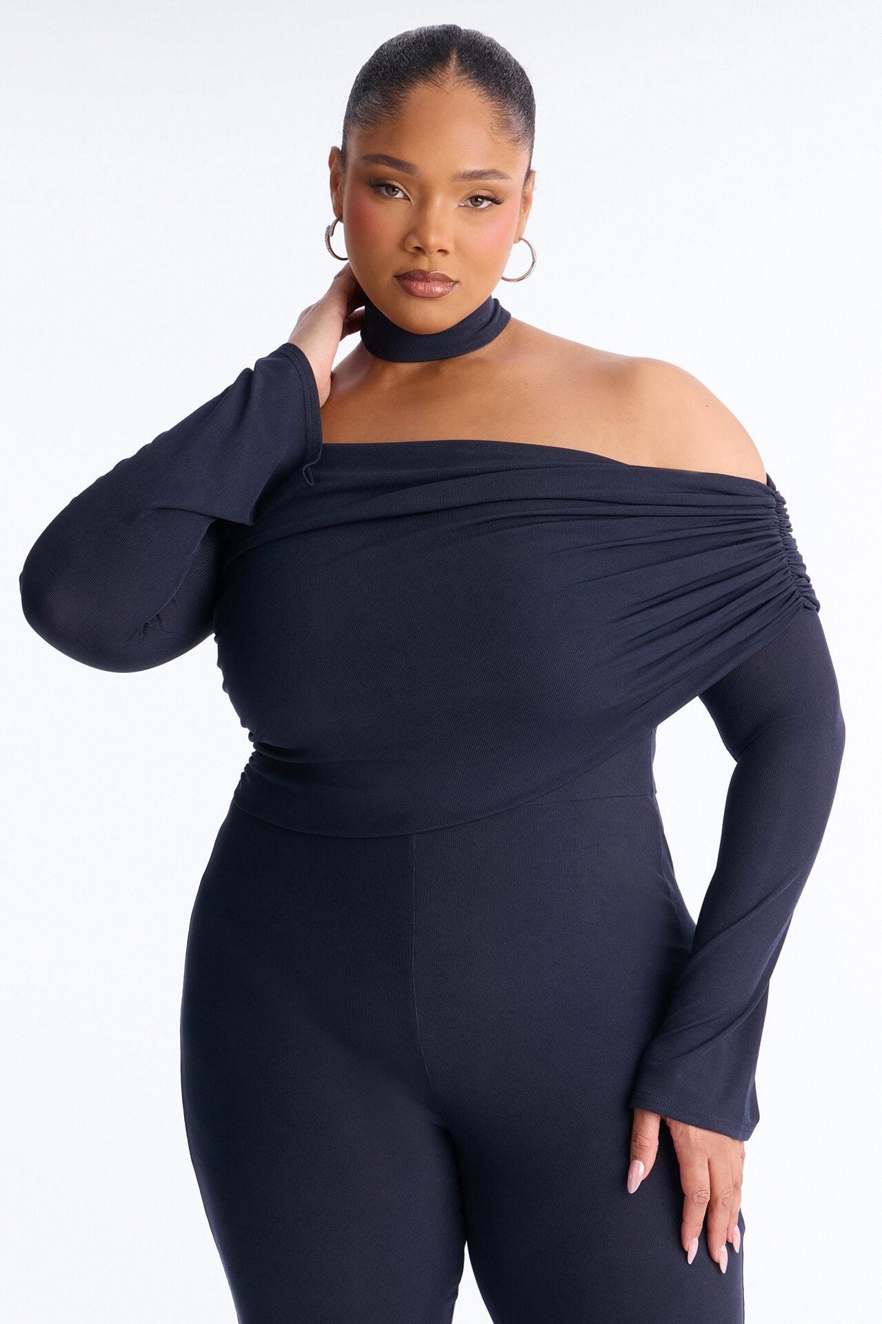 Kendall Choker Flare Leg Jumpsuit - Navy image 6