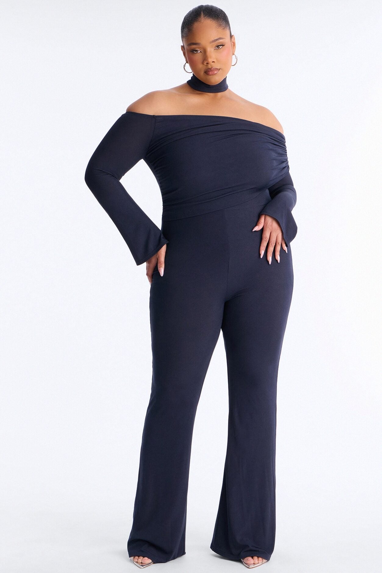 Kendall Choker Flare Leg Jumpsuit - Navy image 5