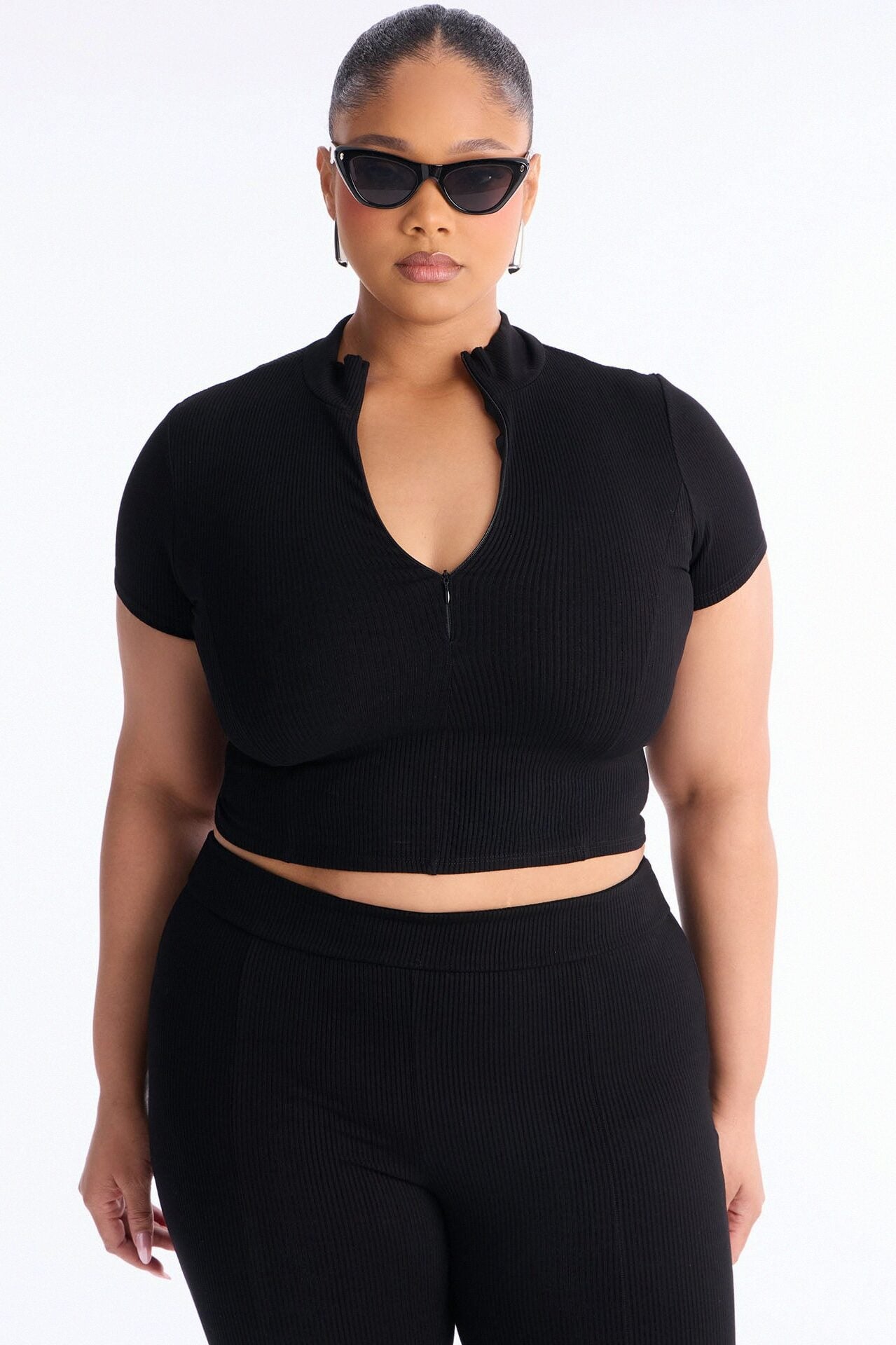 Mia Zip Snatched Pant Set - Black image 6