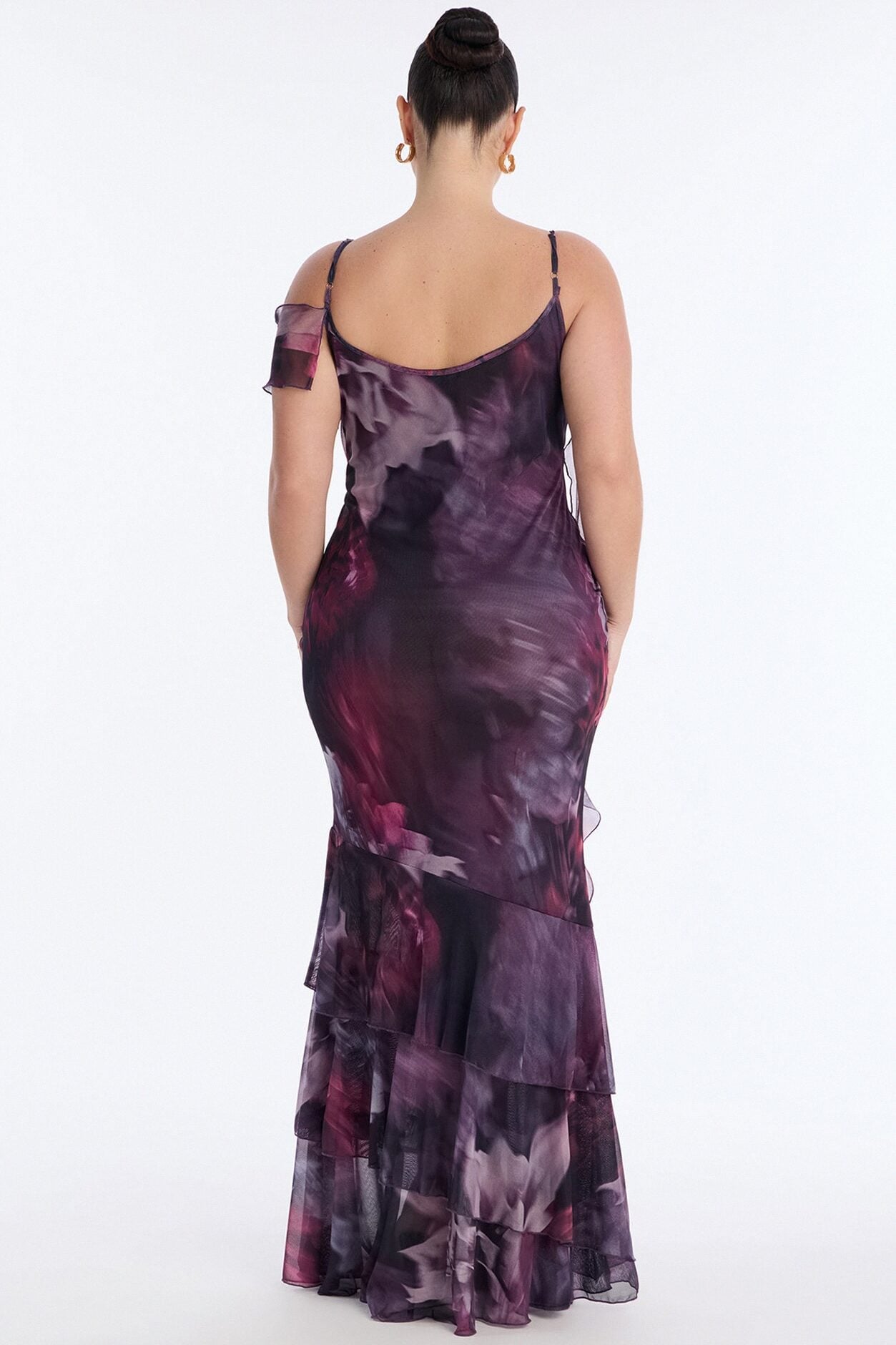 Hopeless Romantic Ruffle Mesh Maxi Dress - Plum/Multi image 8