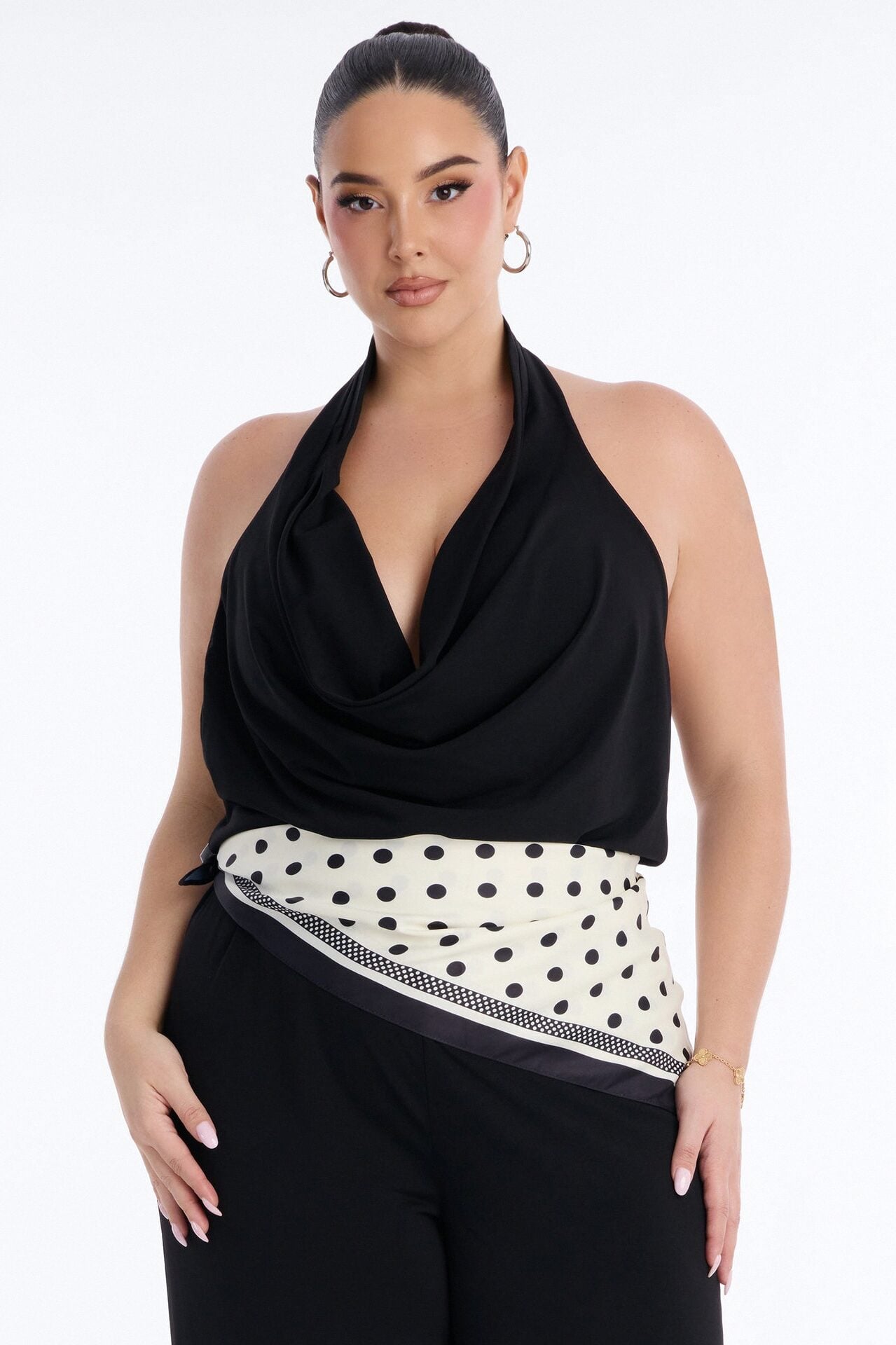 Joanne Backless Scarf Tie 2 Piece Jumpsuit Set - Black image 6