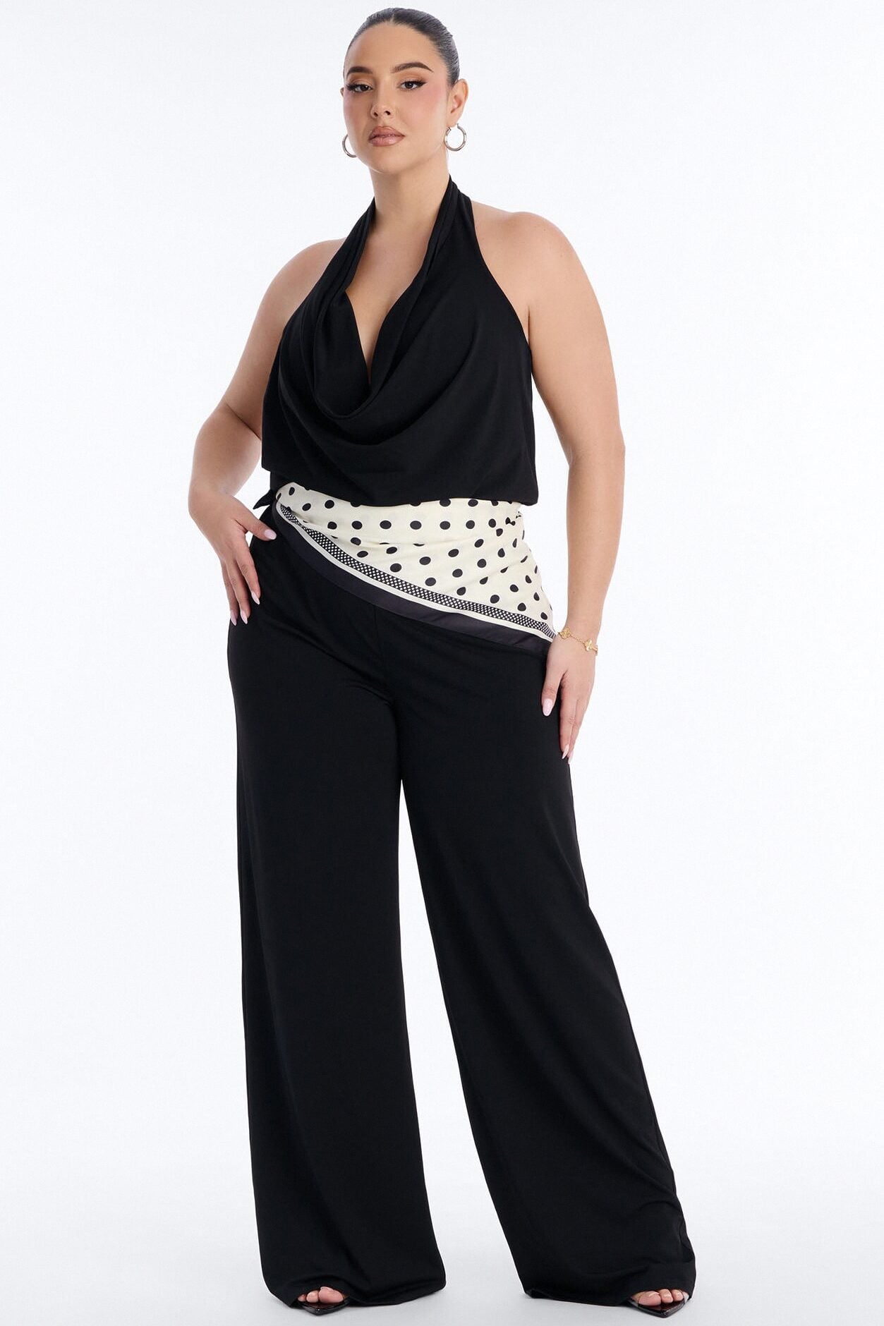 Joanne Backless Scarf Tie 2 Piece Jumpsuit Set - Black image 5