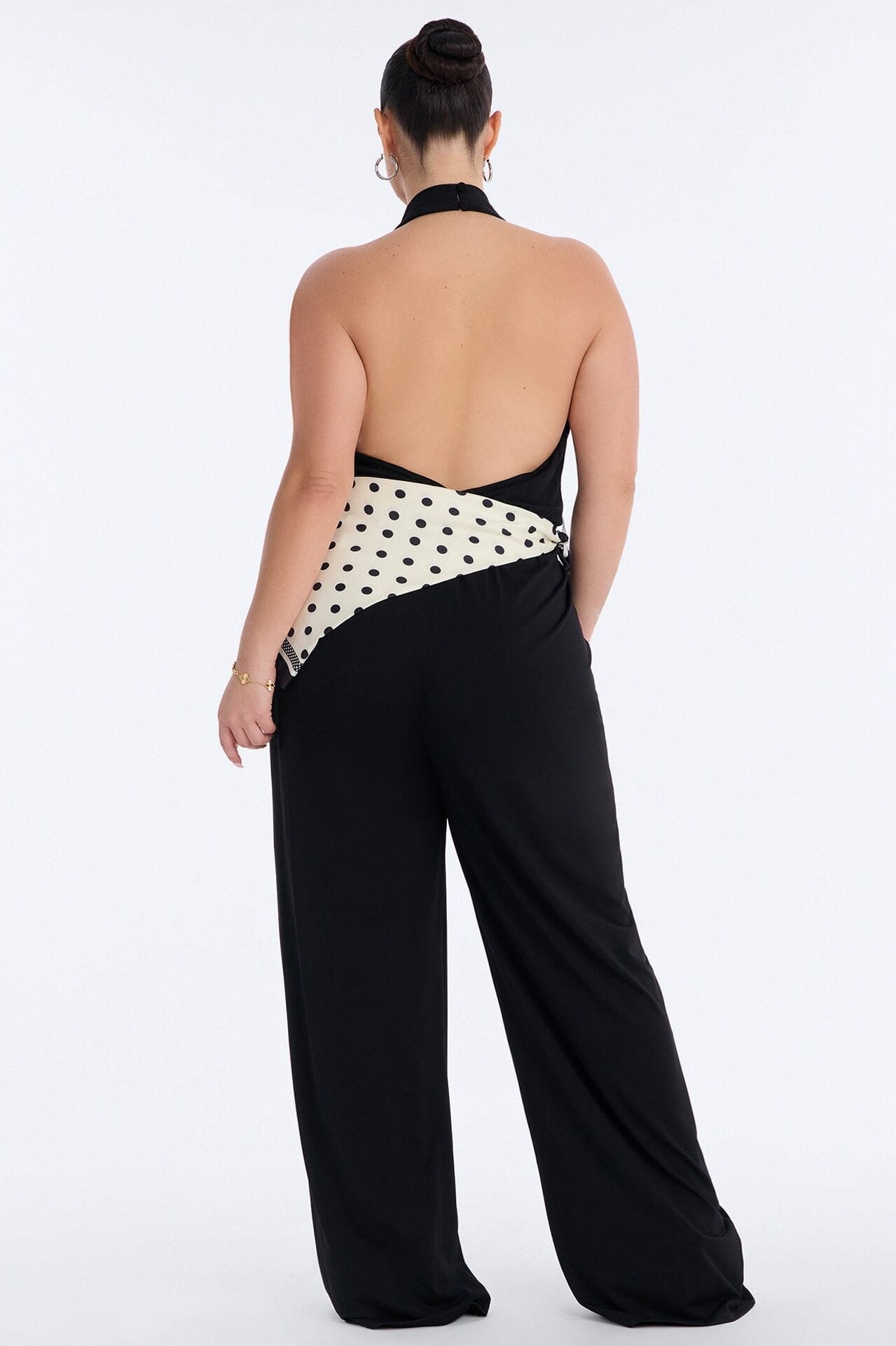 Joanne Backless Scarf Tie 2 Piece Jumpsuit Set - Black image 8