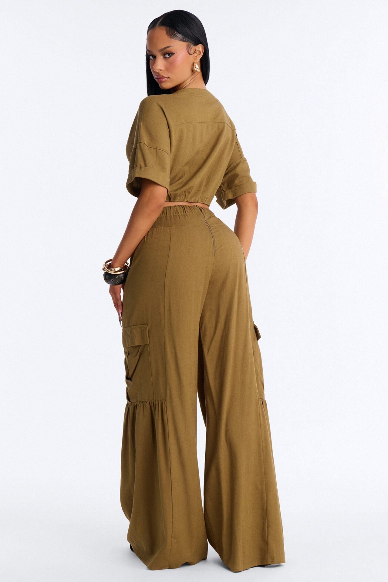 Lulu Wide Leg Pant Set - Olive image 3