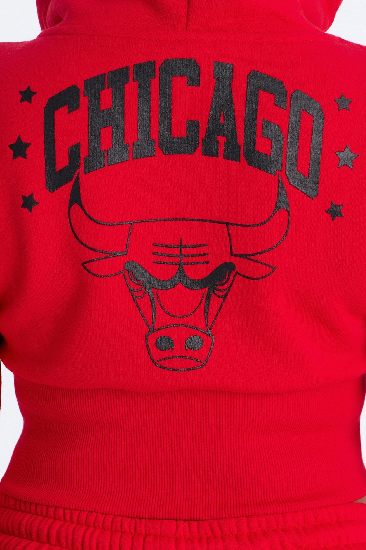 NBA Chicago Bulls Cropped Fleece Full Zip Hoodie - Red image 7