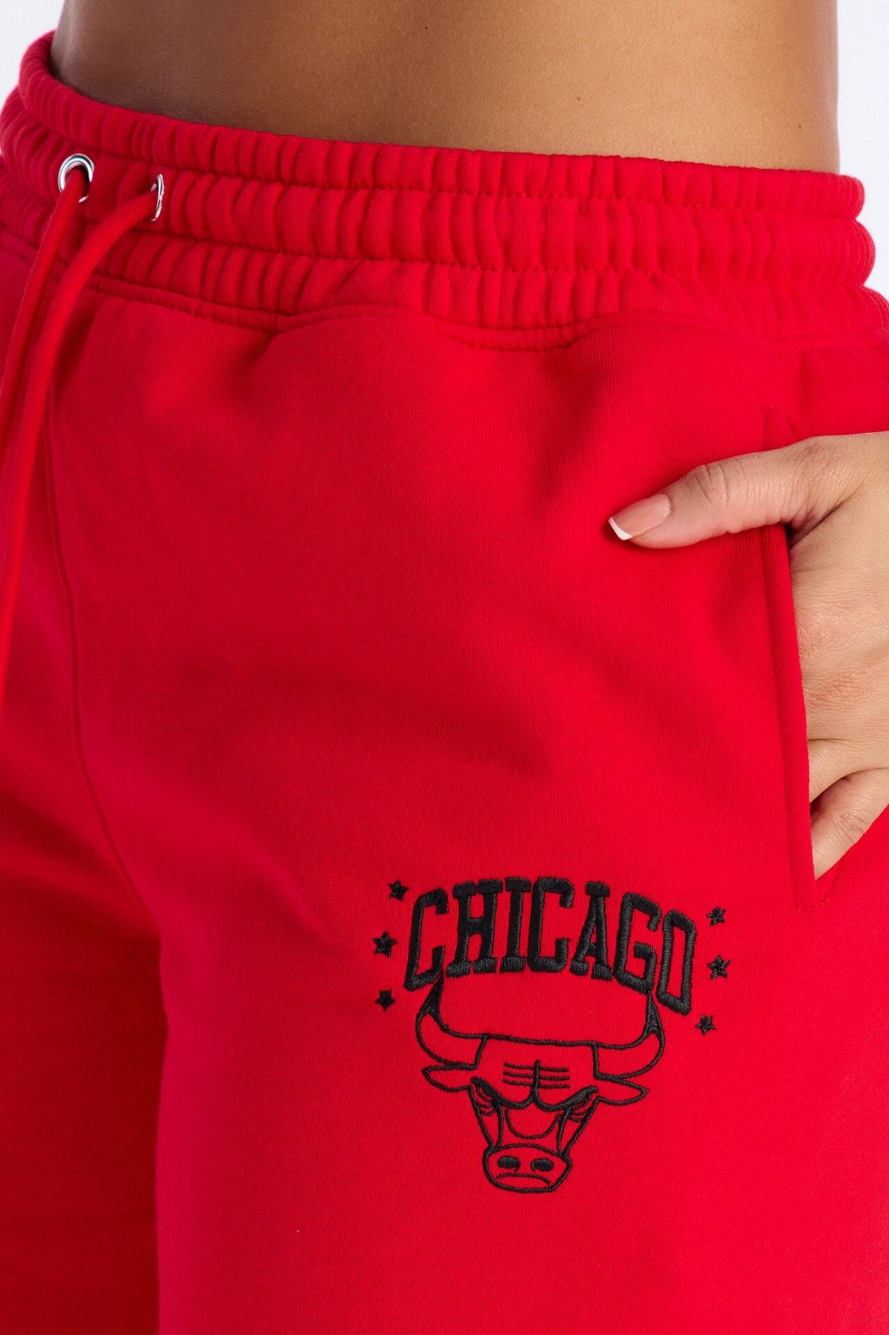 NBA Chicago Bulls Fleece Wide Leg Pants - Red image 3