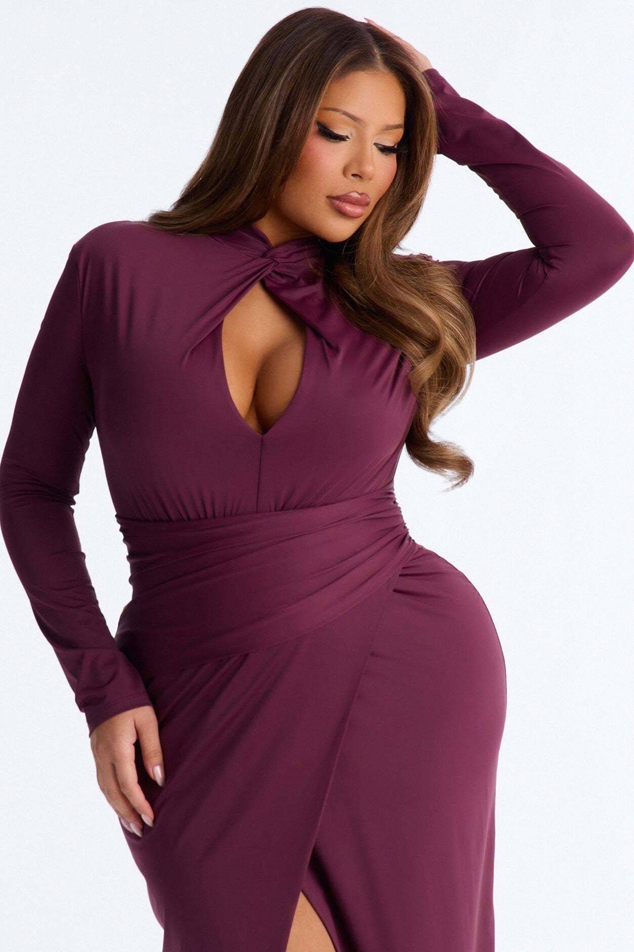 Tori Ruched Maxi Dress - Wine image 7