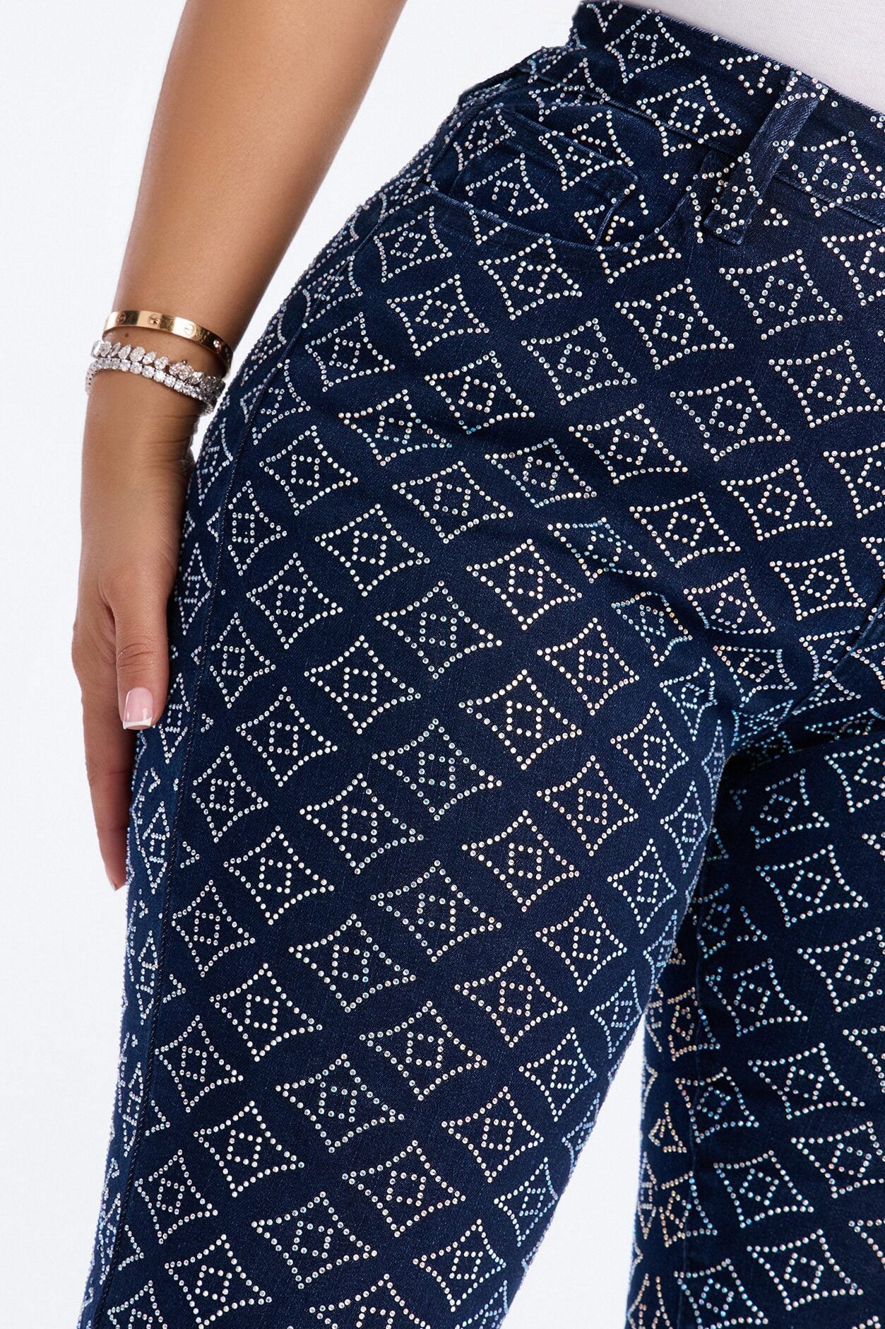Radiant Energy Embellished Stretch Skinny Jeans - Dark Denim image 3