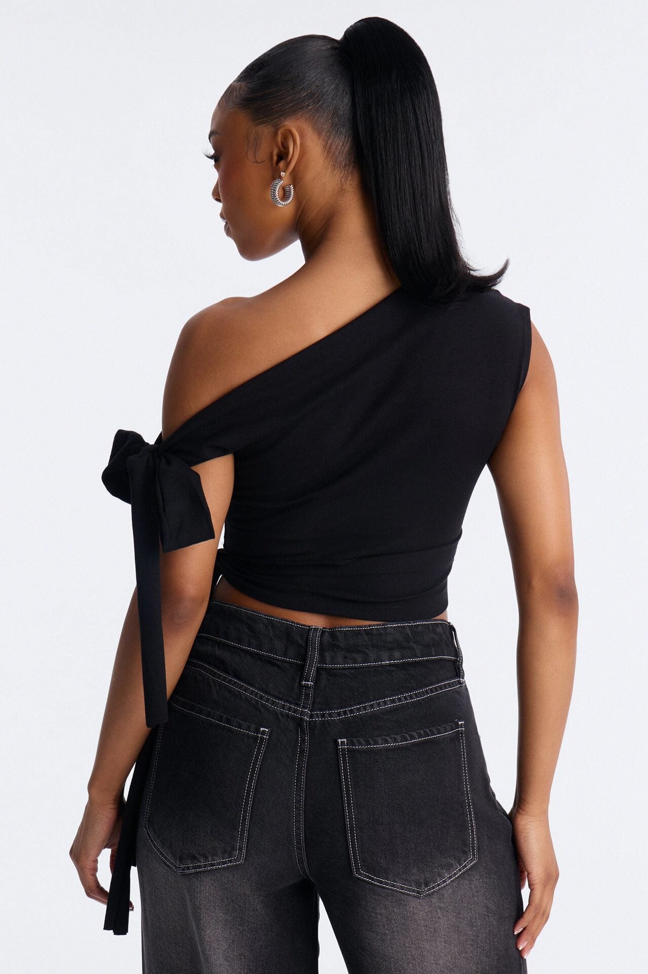 Vintage Legend Off Shoulder Cropped Top - Black image 4