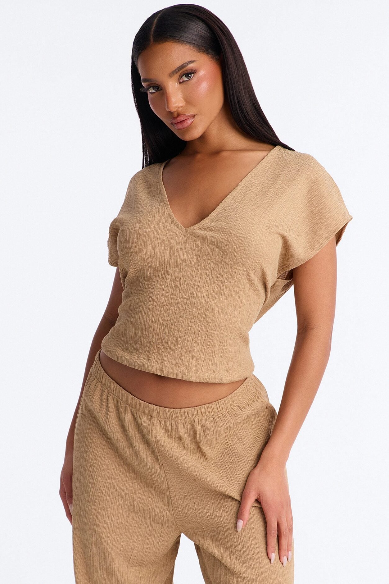 Lorena Drawstring Top And Jogger Set - Taupe image 2