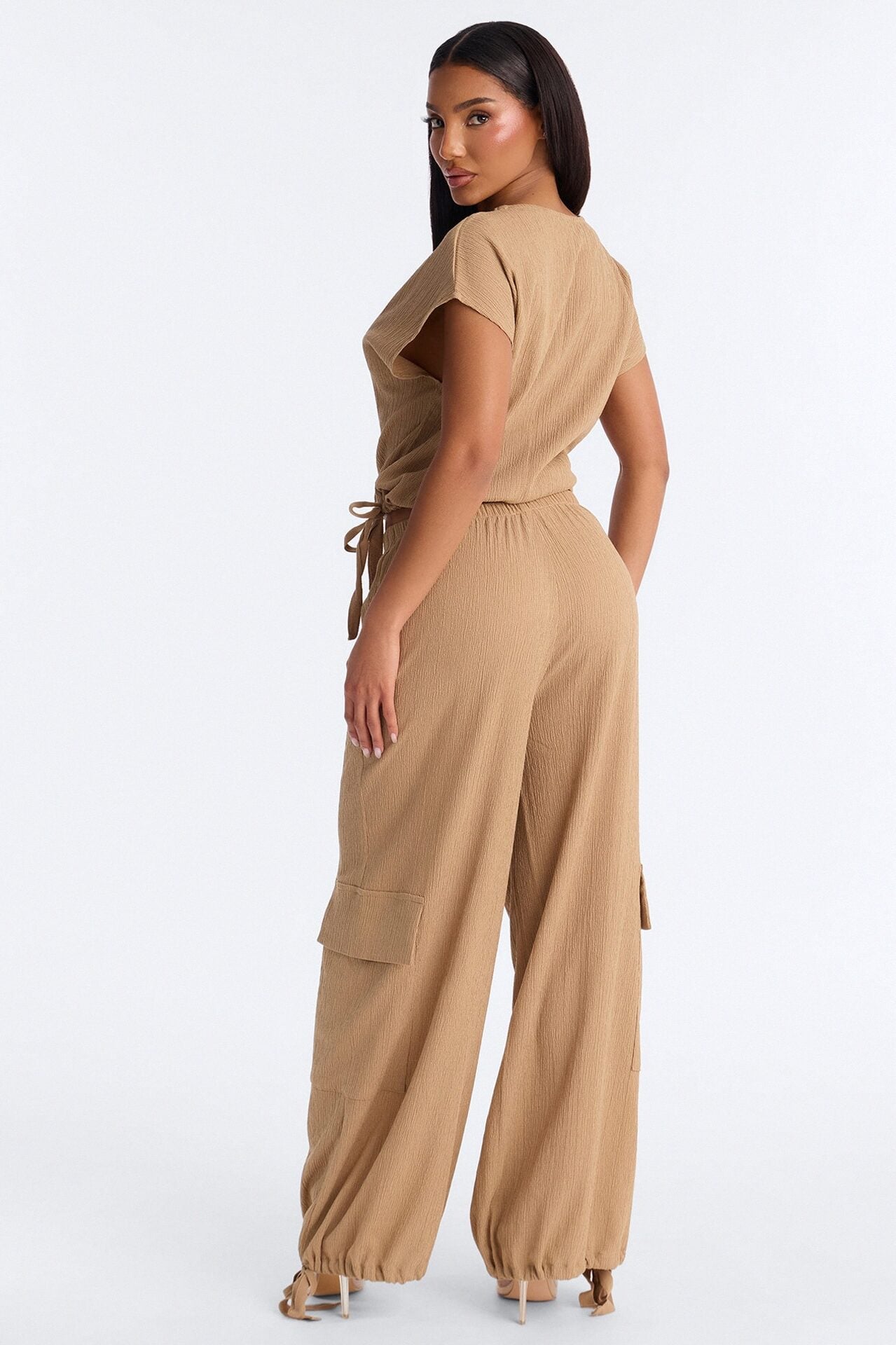 Lorena Drawstring Top And Jogger Set - Taupe image 5