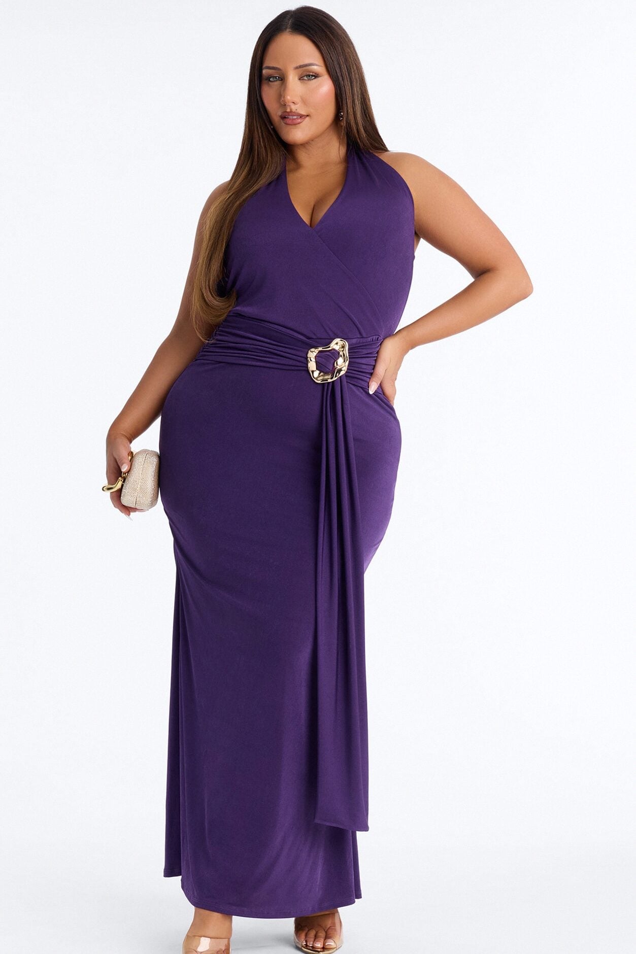 Divine Energy Draped Maxi Dress - Purple image 5