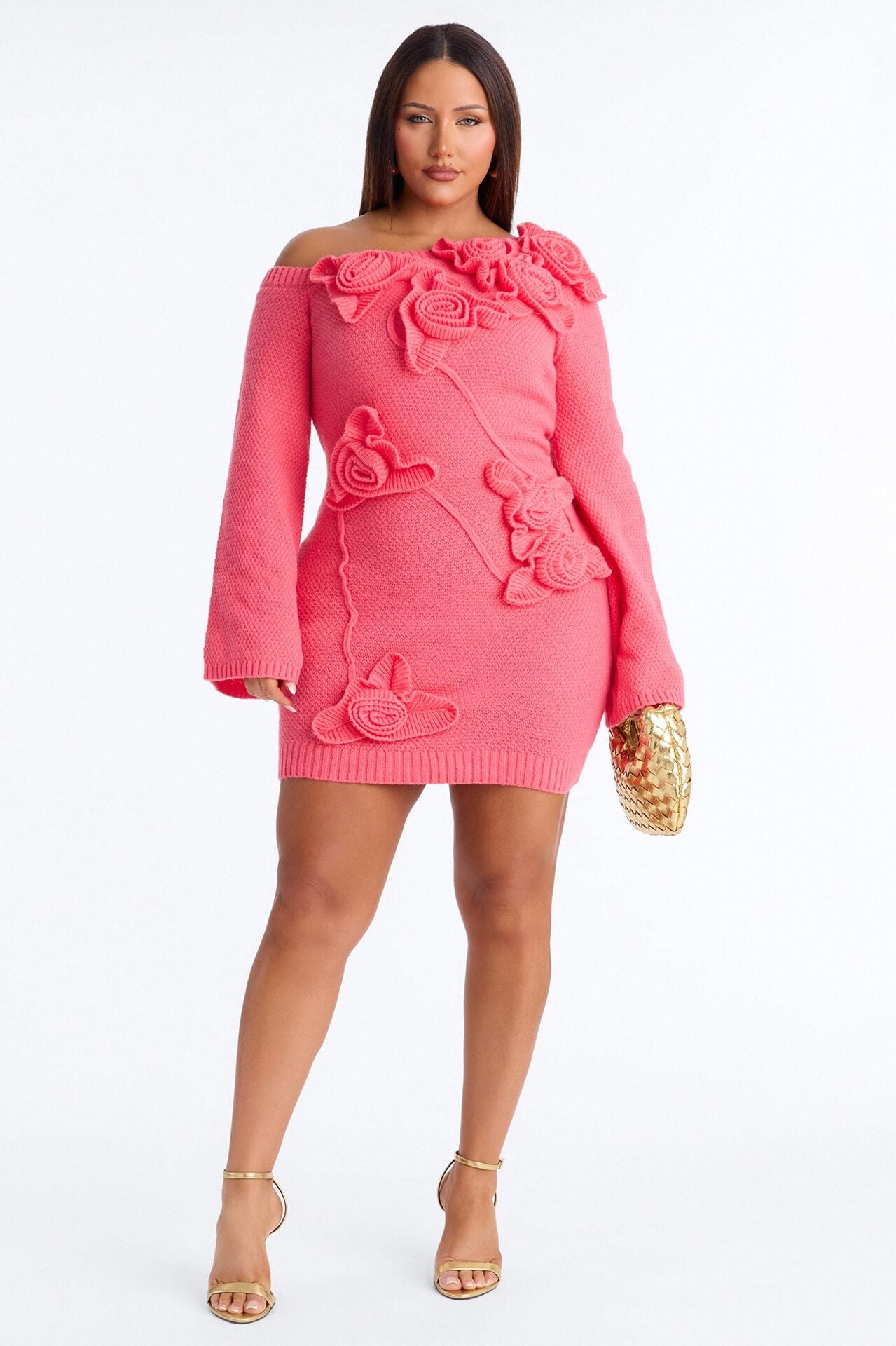 Brighten Up Long Sleeve Sweater Mini Dress - Coral image 5