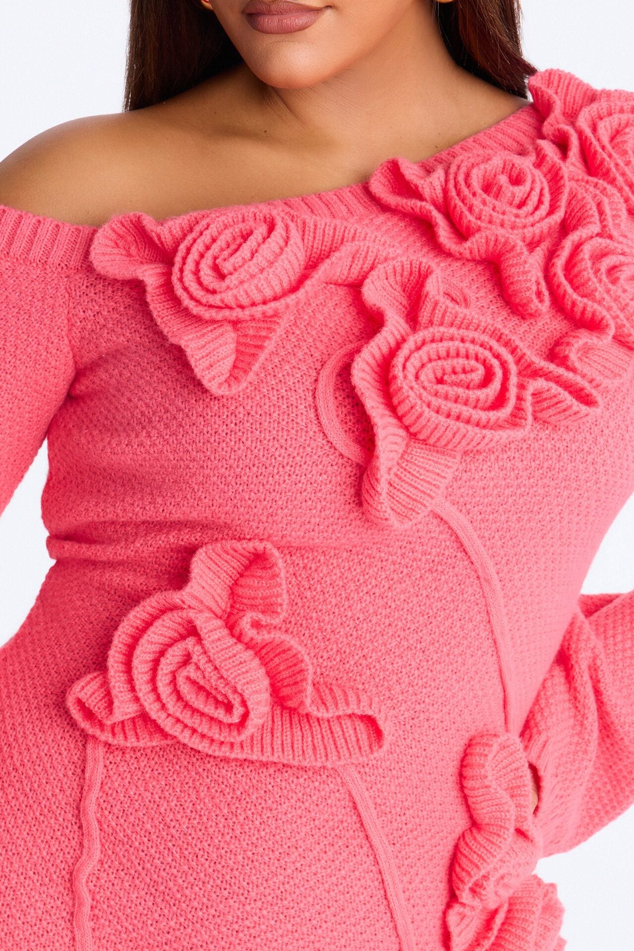 Brighten Up Long Sleeve Sweater Mini Dress - Coral image 6