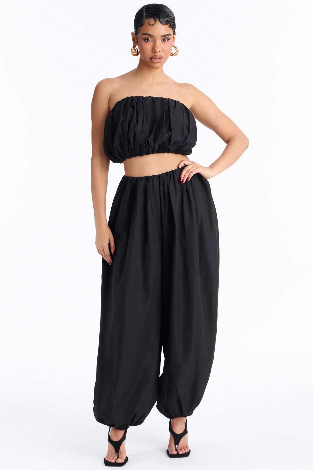 So Into You Balloon Pant Set - Black image 3