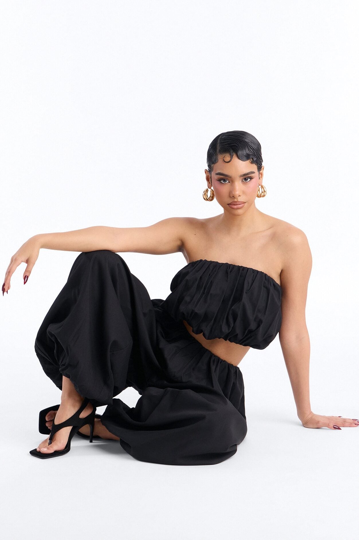 So Into You Balloon Pant Set - Black image 2