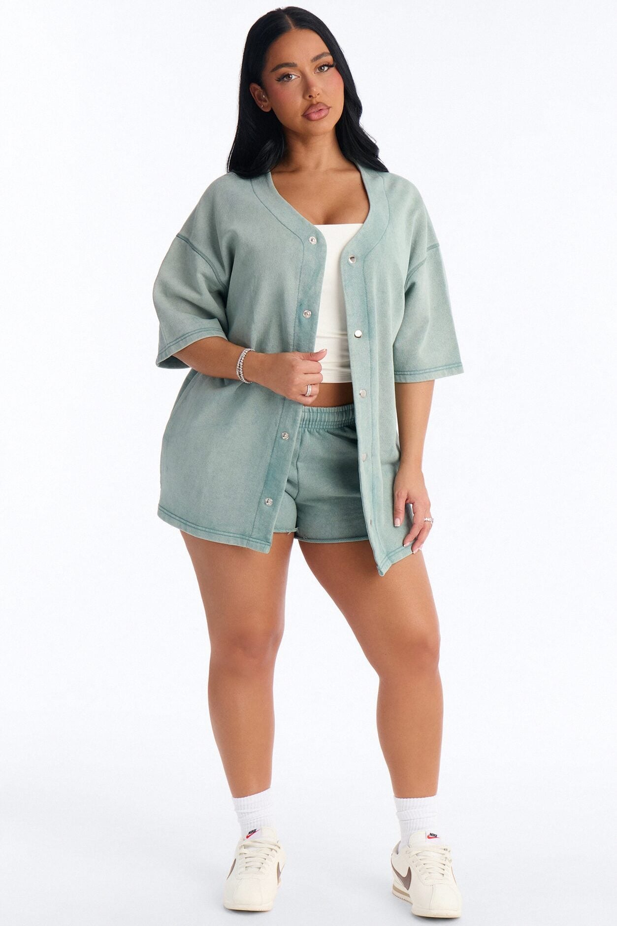 Maya Washed Oversized Shirt - Sage image 2