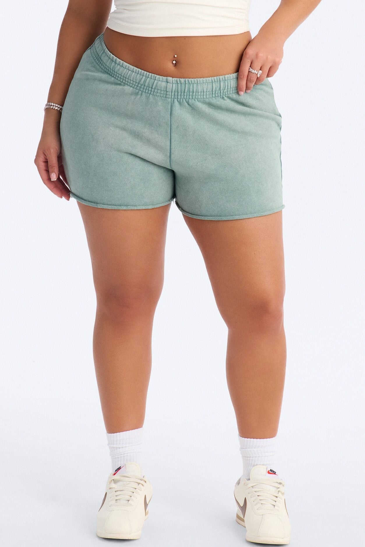 Maya Washed Micro Sweatshorts - Sage image 2