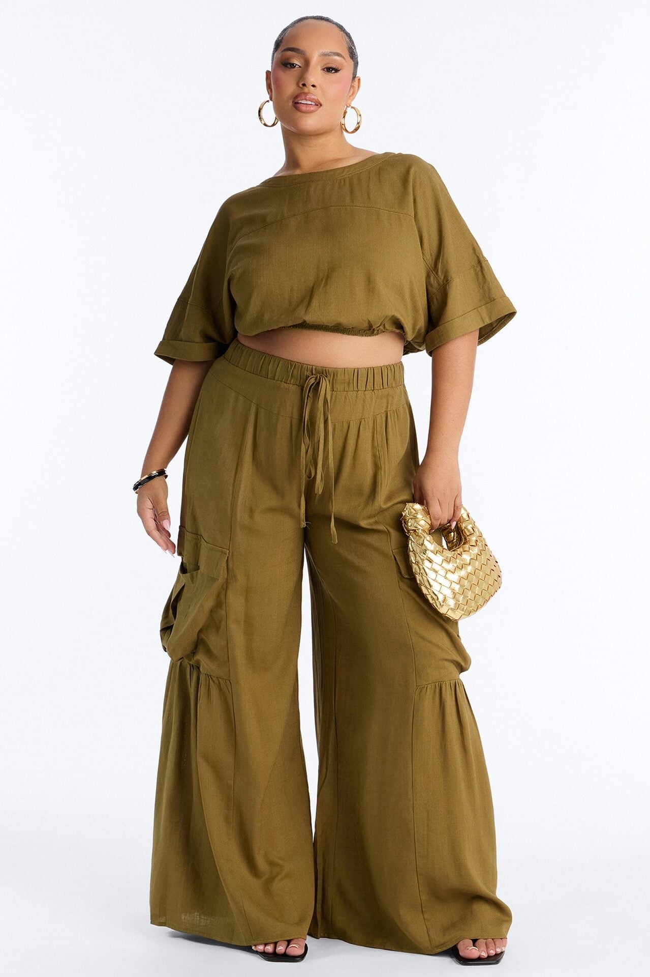 Lulu Wide Leg Pant Set - Olive image 4