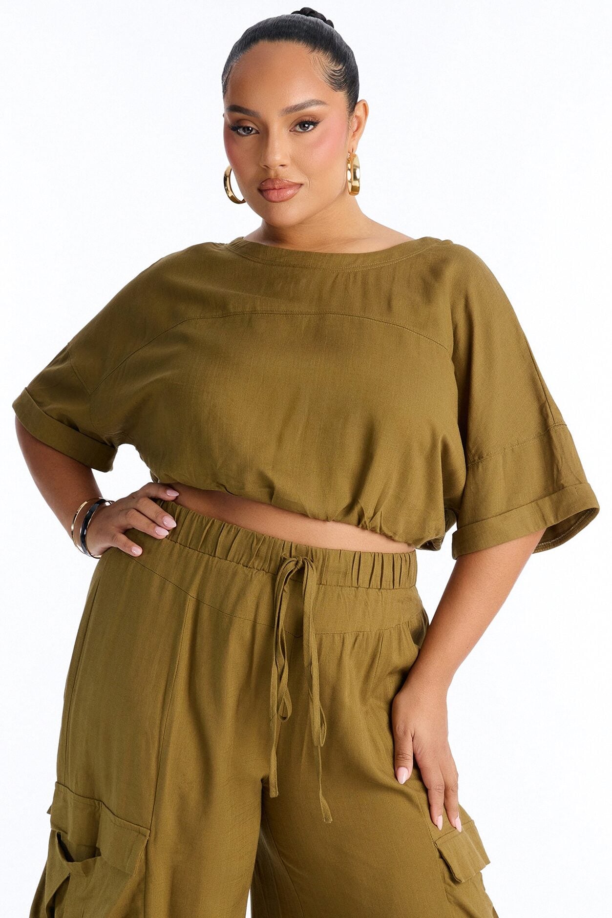Lulu Wide Leg Pant Set - Olive image 5