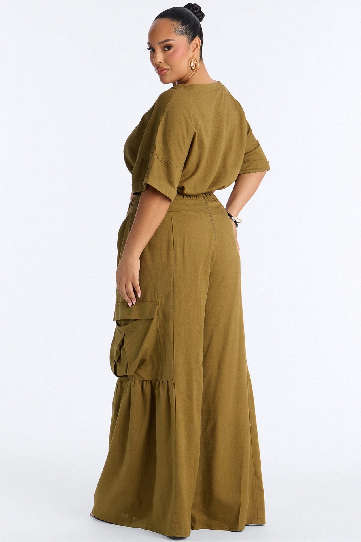 Lulu Wide Leg Pant Set - Olive image 7