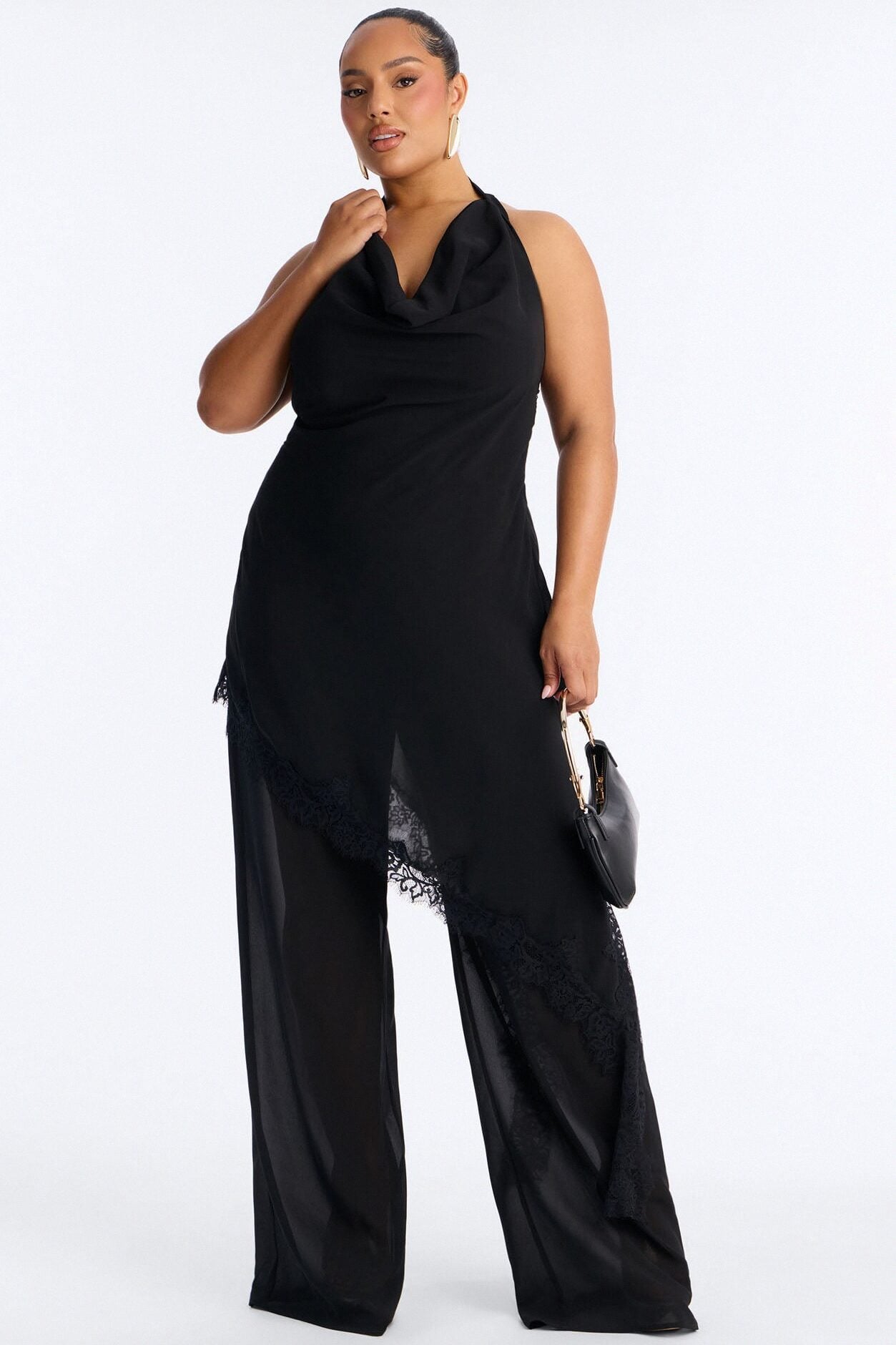 Gia Asymmetrical Lace Jumpsuit - Black image 5