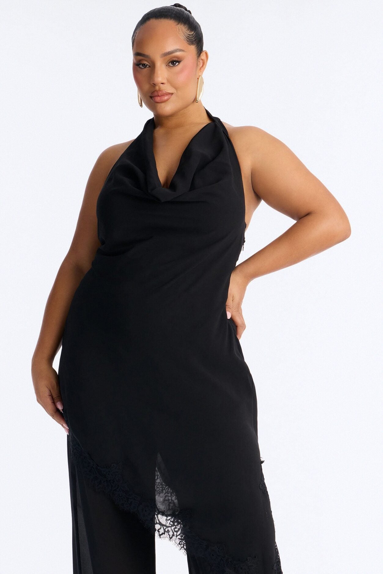 Gia Asymmetrical Lace Jumpsuit - Black image 6