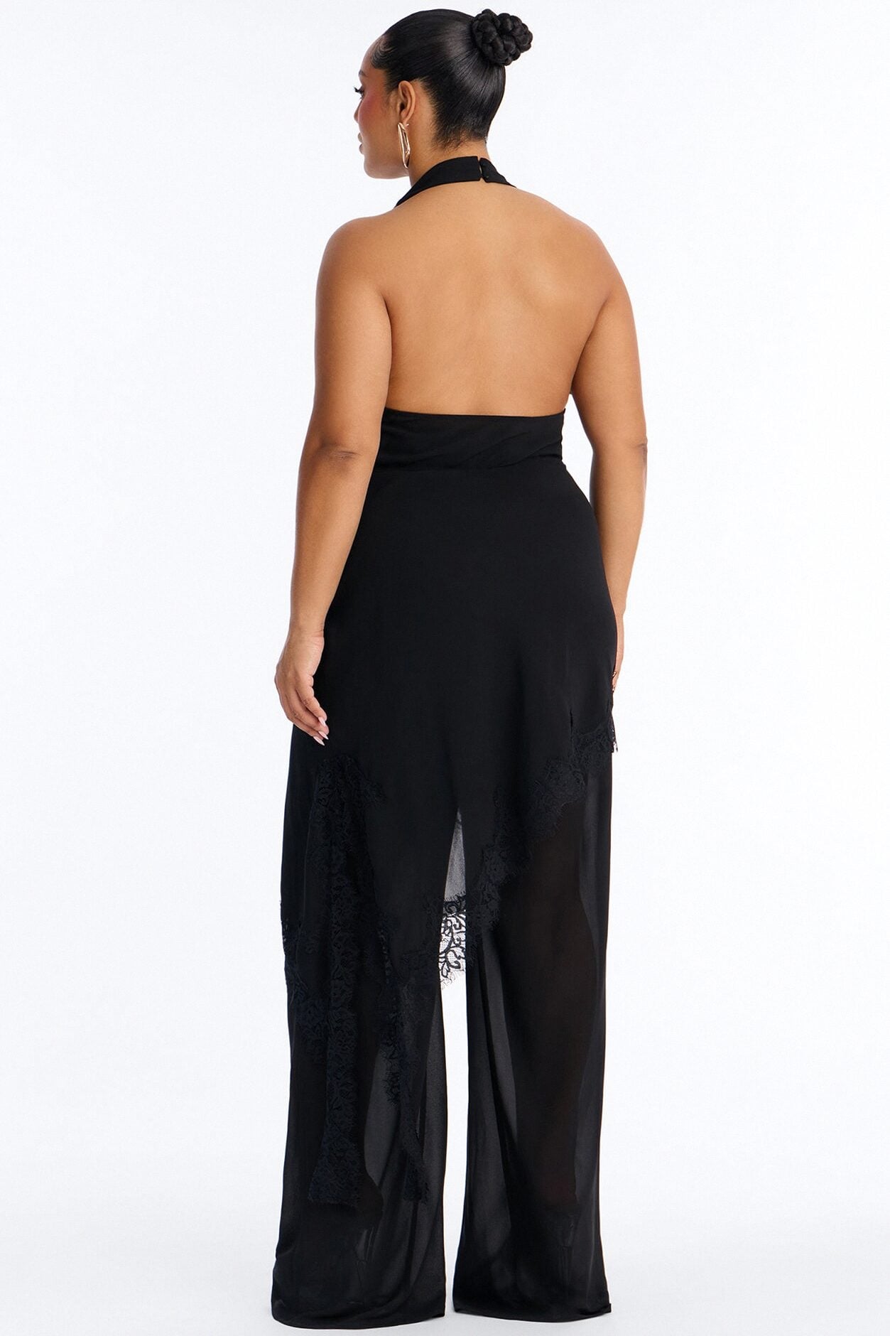 Gia Asymmetrical Lace Jumpsuit - Black image 8