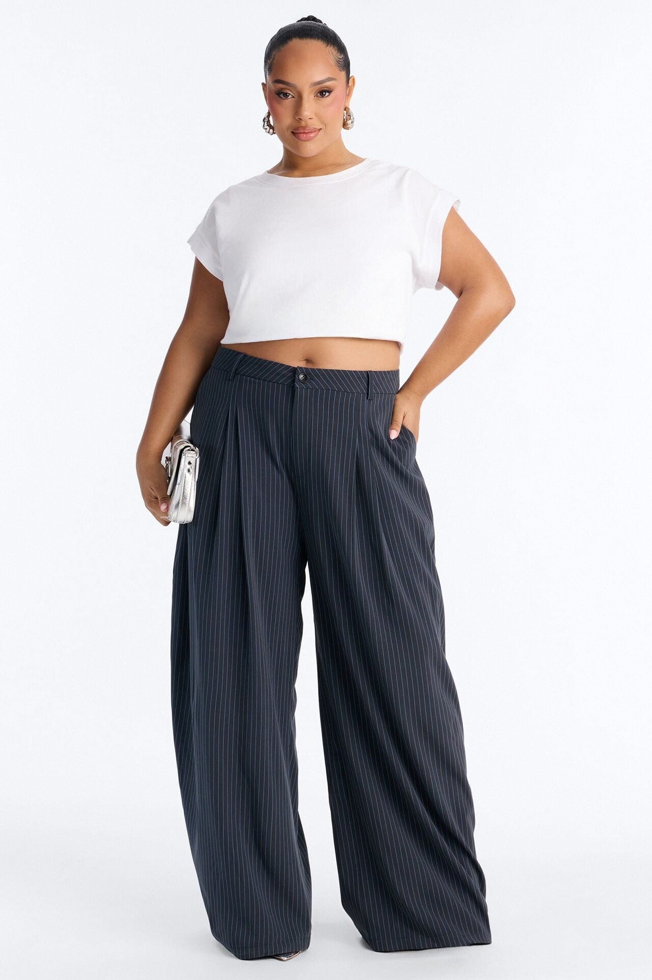 Run This Office Pinstripe Barrel Leg Pant 33″ - Navy image 5