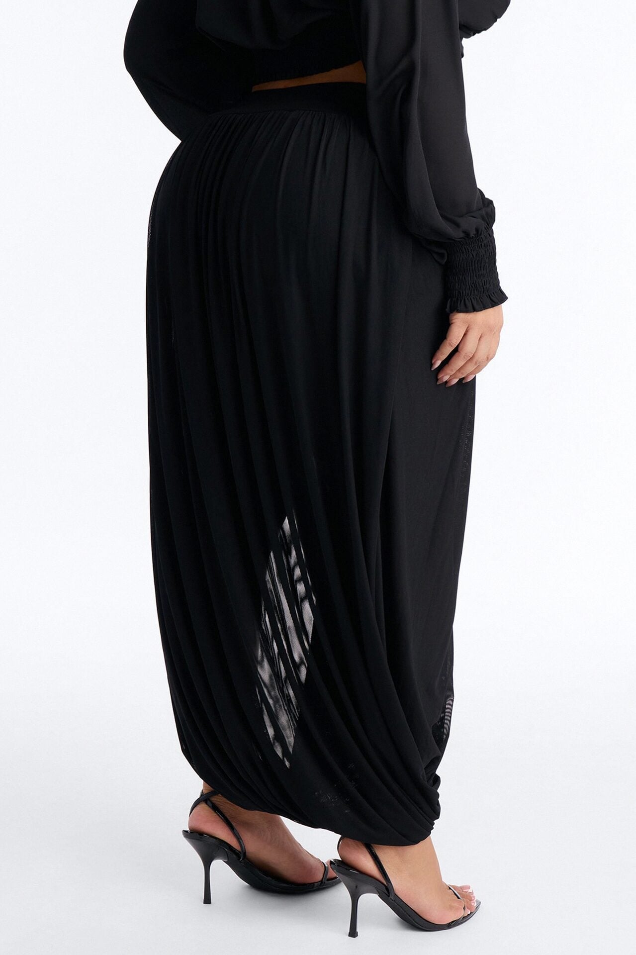 Gaia Draped Mesh Maxi Skirt - Black image 6