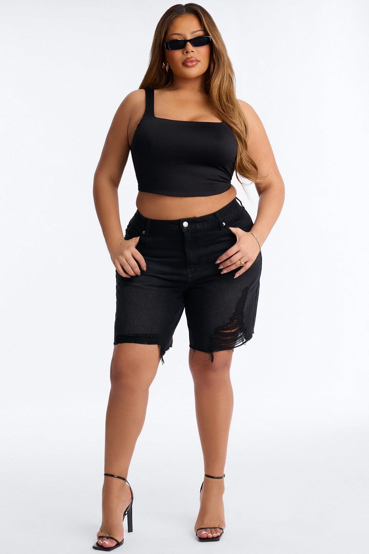 Wild And Free Non Stretch Denim Bermuda Shorts - Black image 5