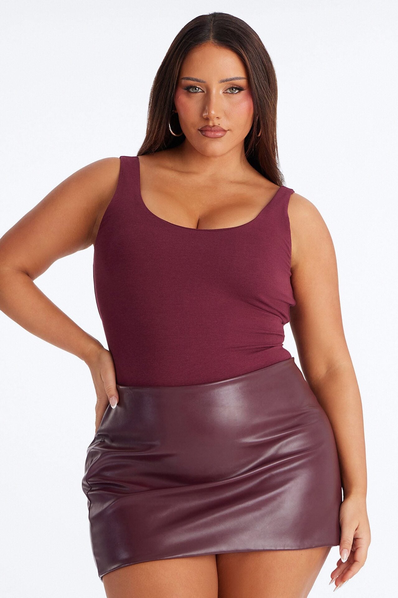 Jenna Double Lined Jersey Bodysuit - Wine image 7