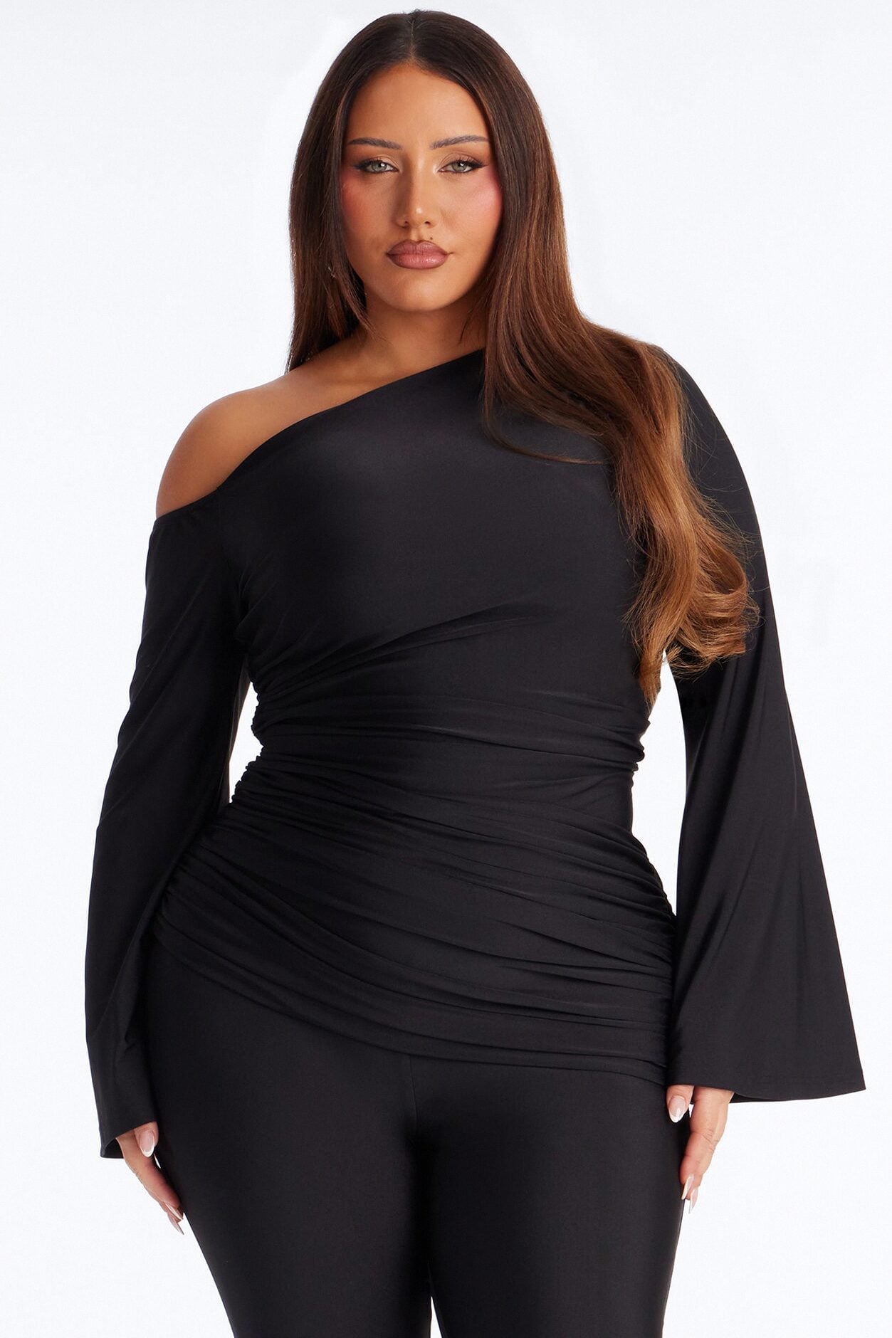 Kalania Ruched Capri Catsuit - Black image 6