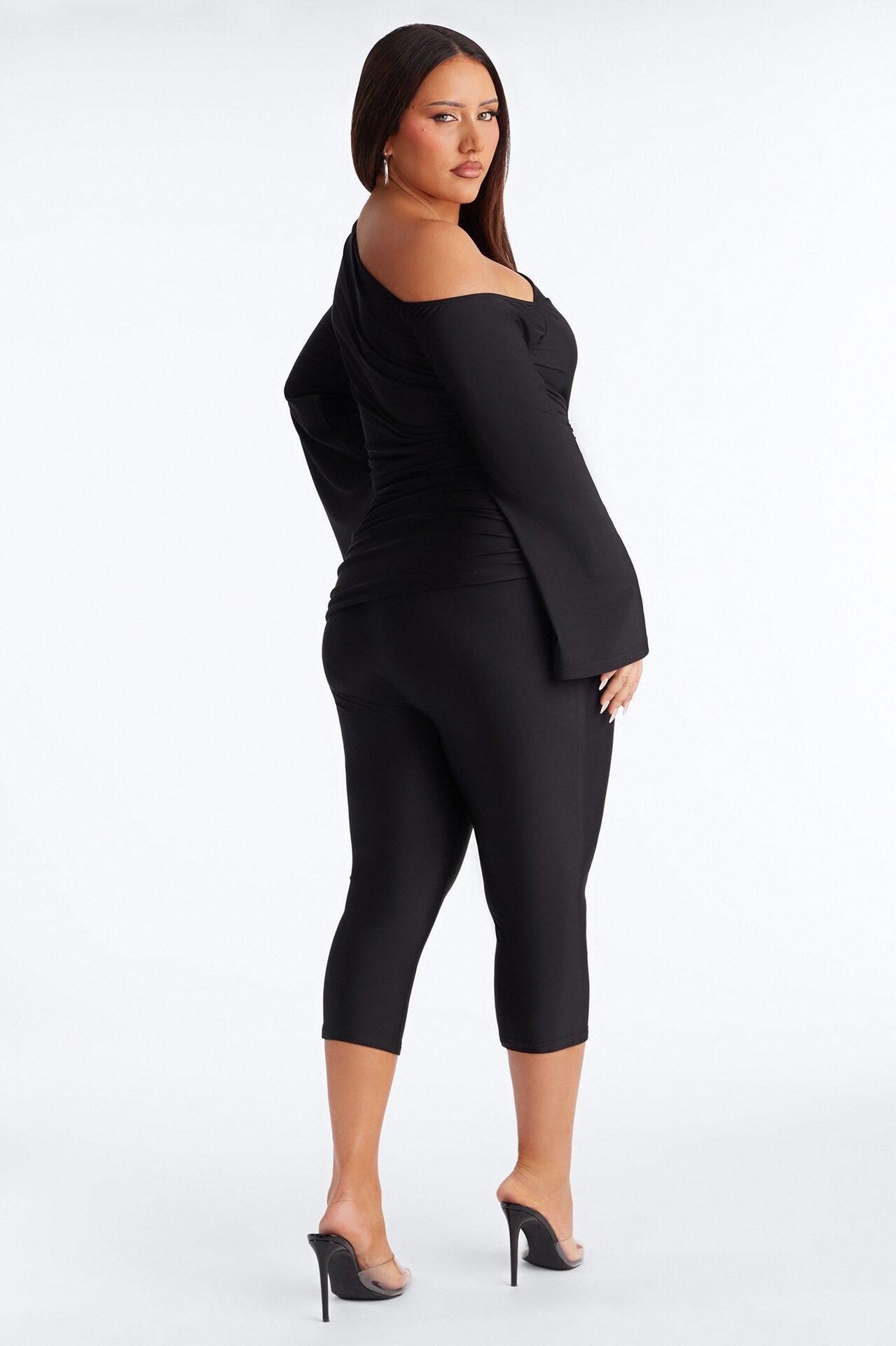 Kalania Ruched Capri Catsuit - Black image 8