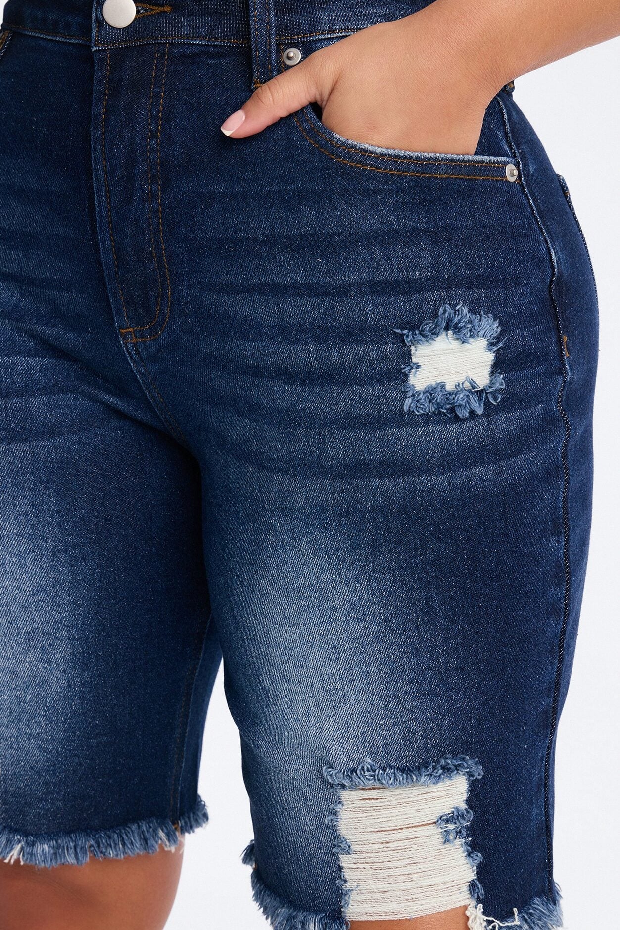 Came To Win Stretch Denim Bermuda Shorts - Dark Wash image 3